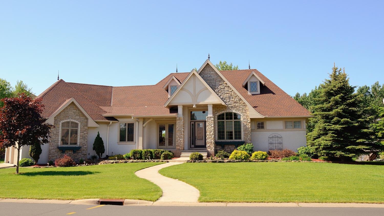 A modern beige suburban house