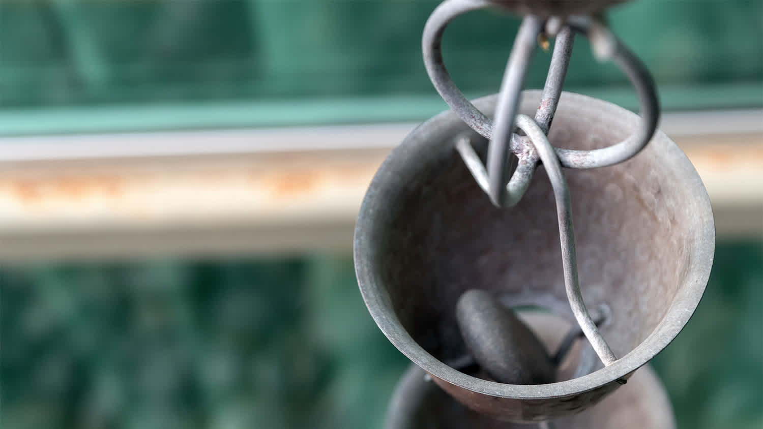 bronze rain chain close up