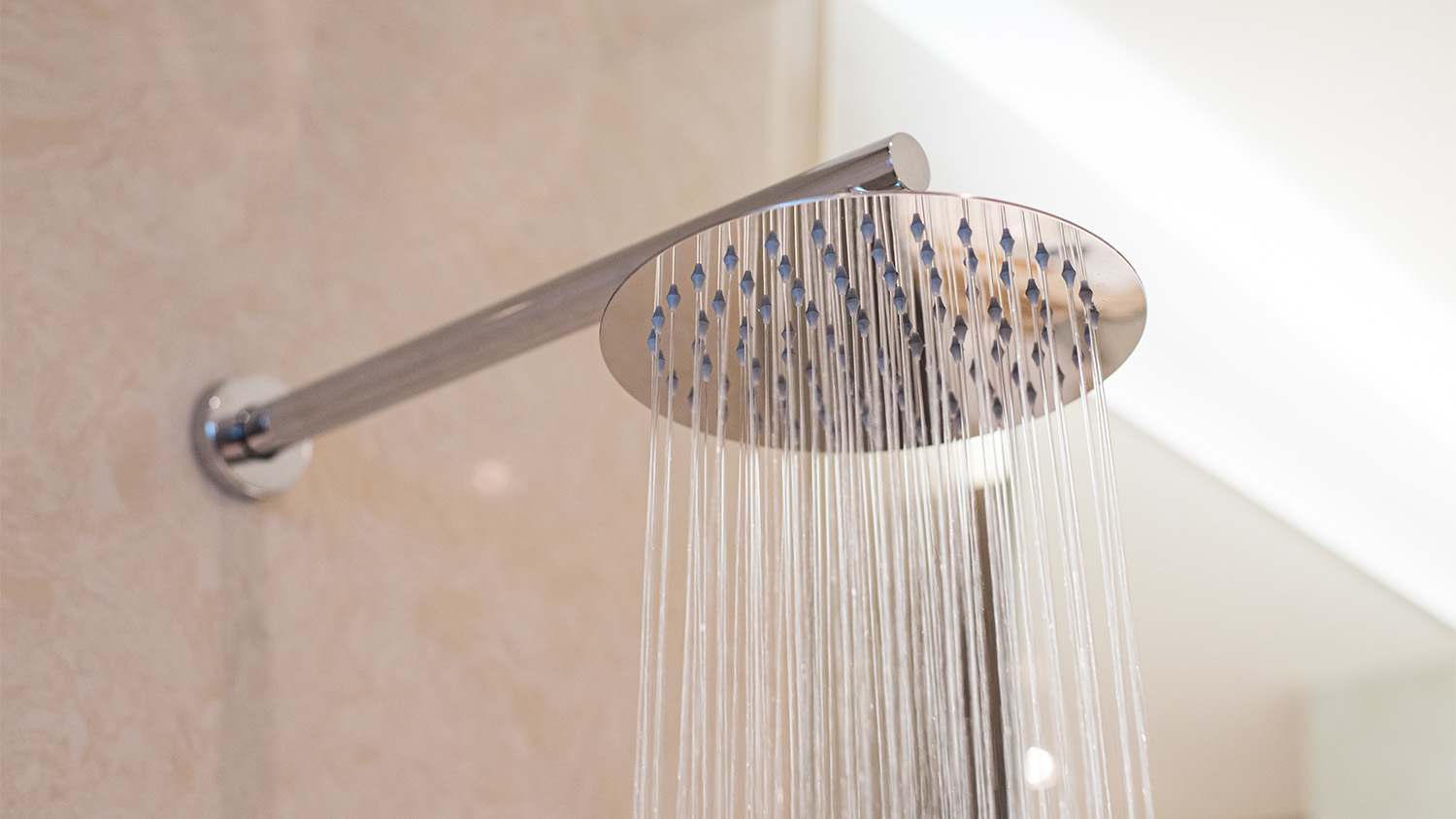 close up shower turned on