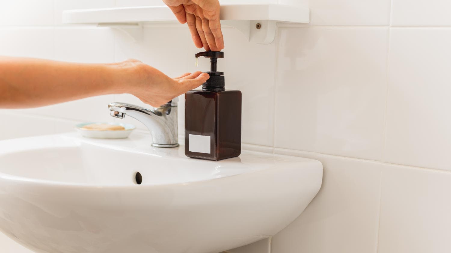 A hand press liquid soap