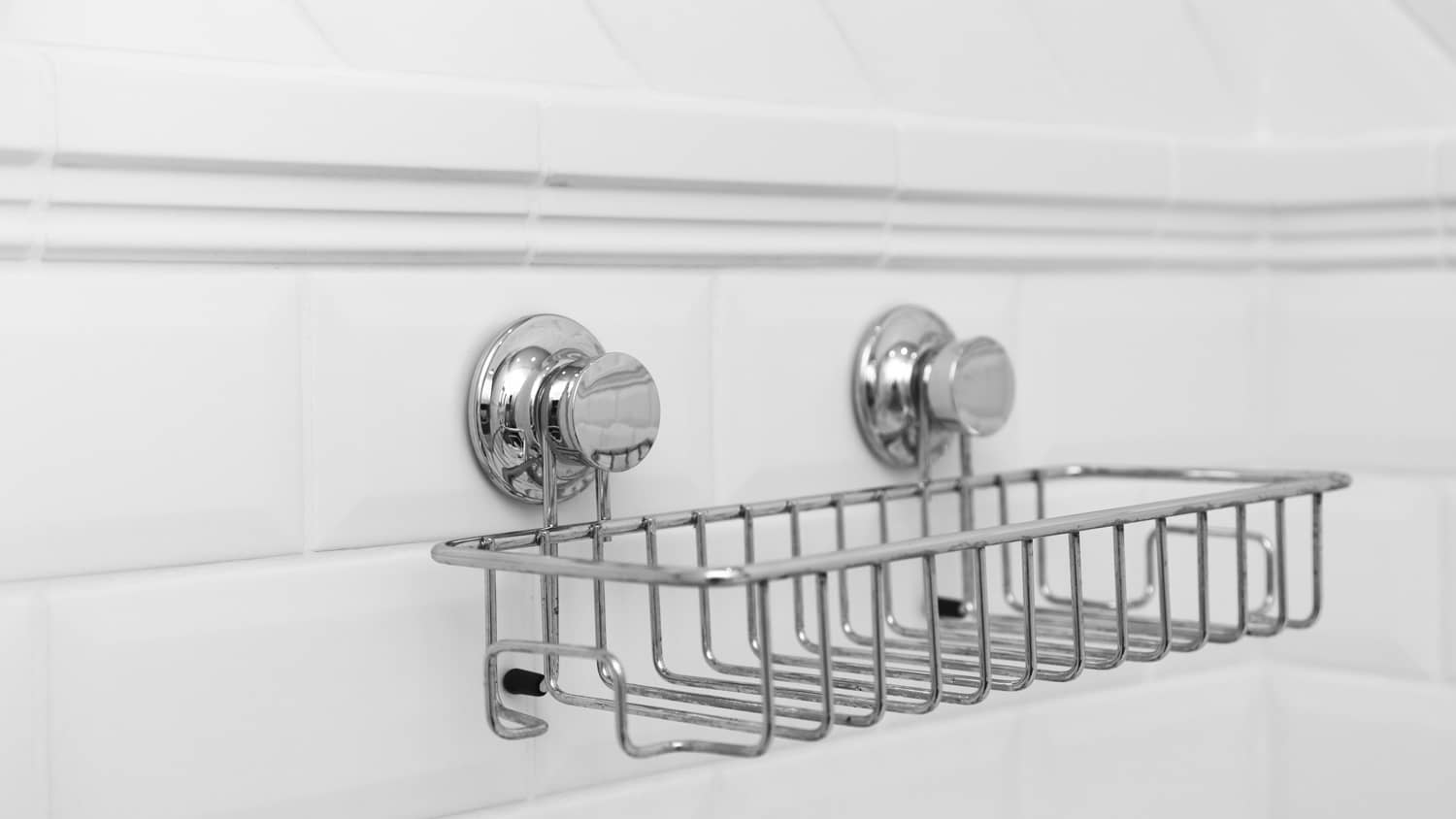 A suction cups shelf in a shower