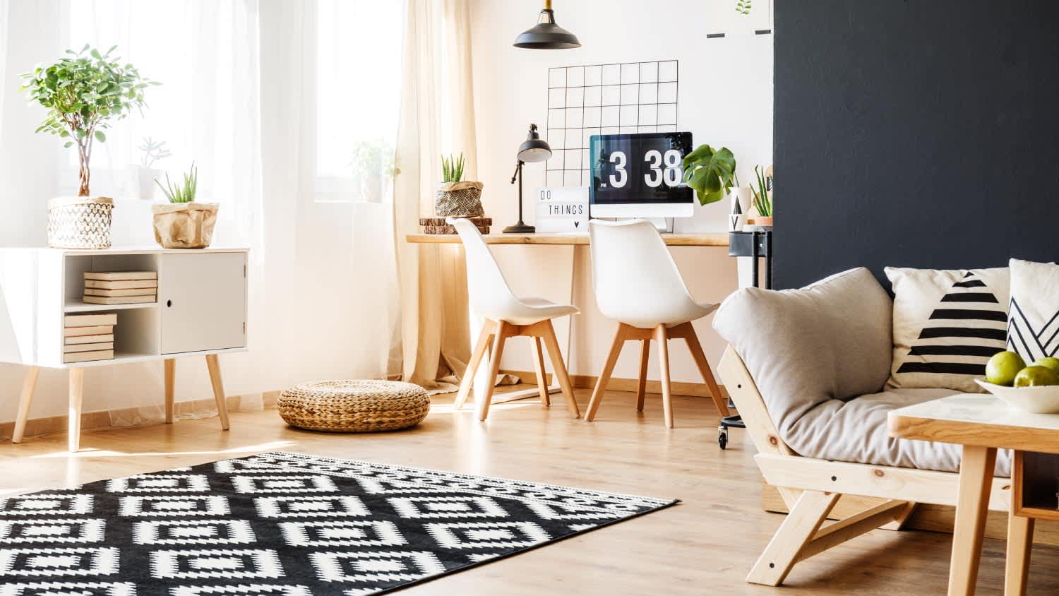 Study space with scandinavian furniture
