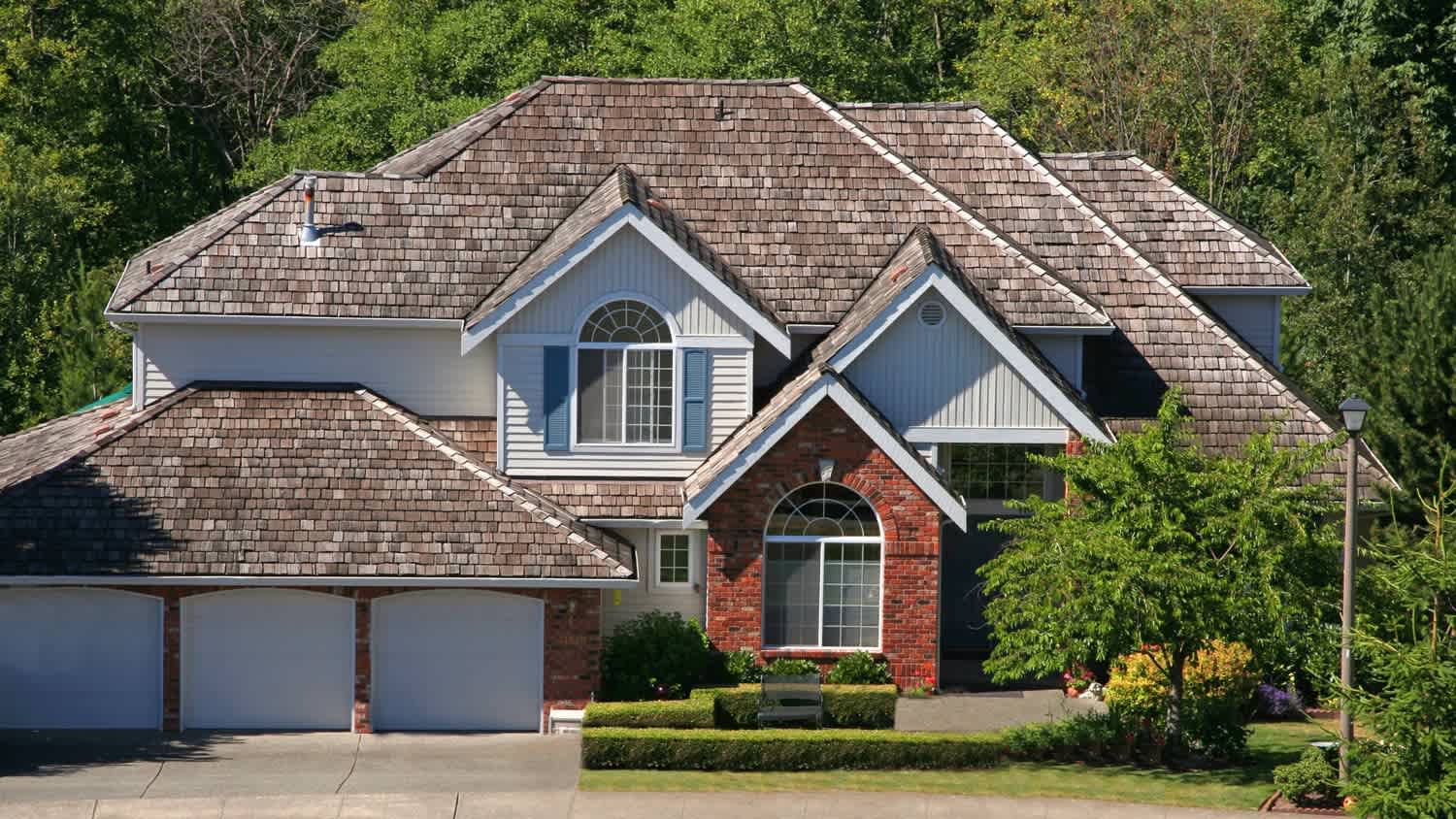 A luxurious house with cedar shake roof