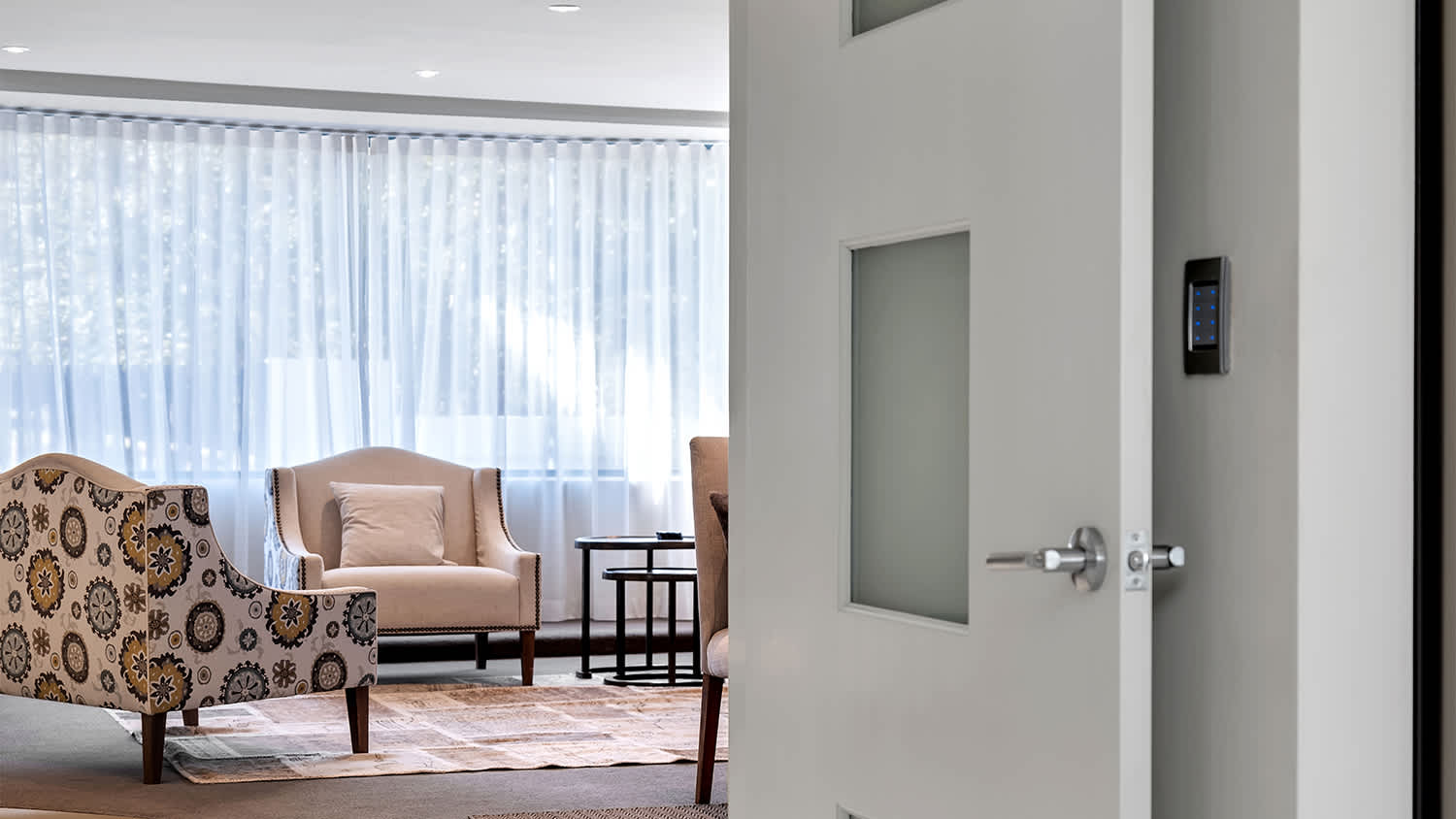 frosted glass door in home