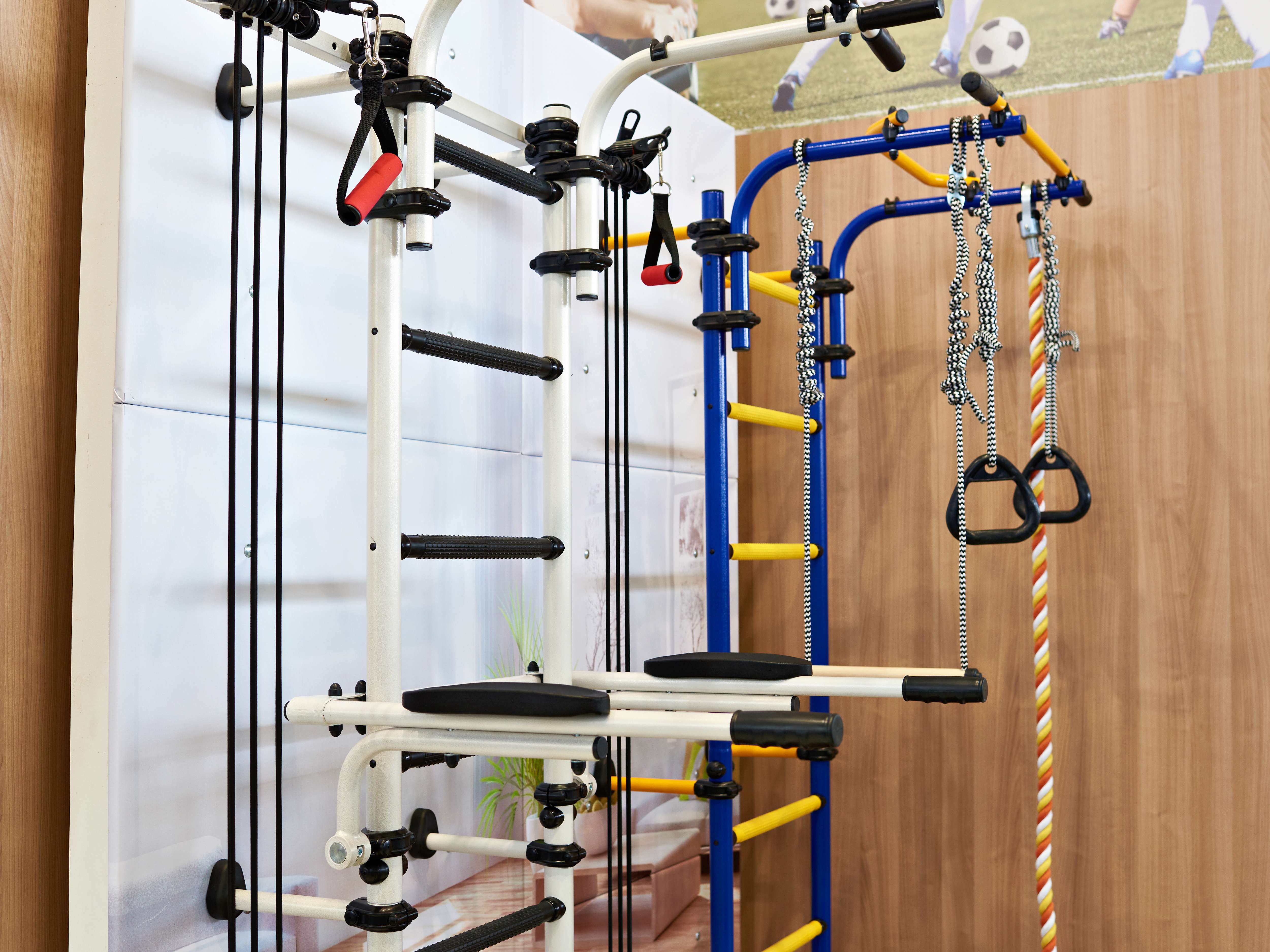 A home gym workout wall