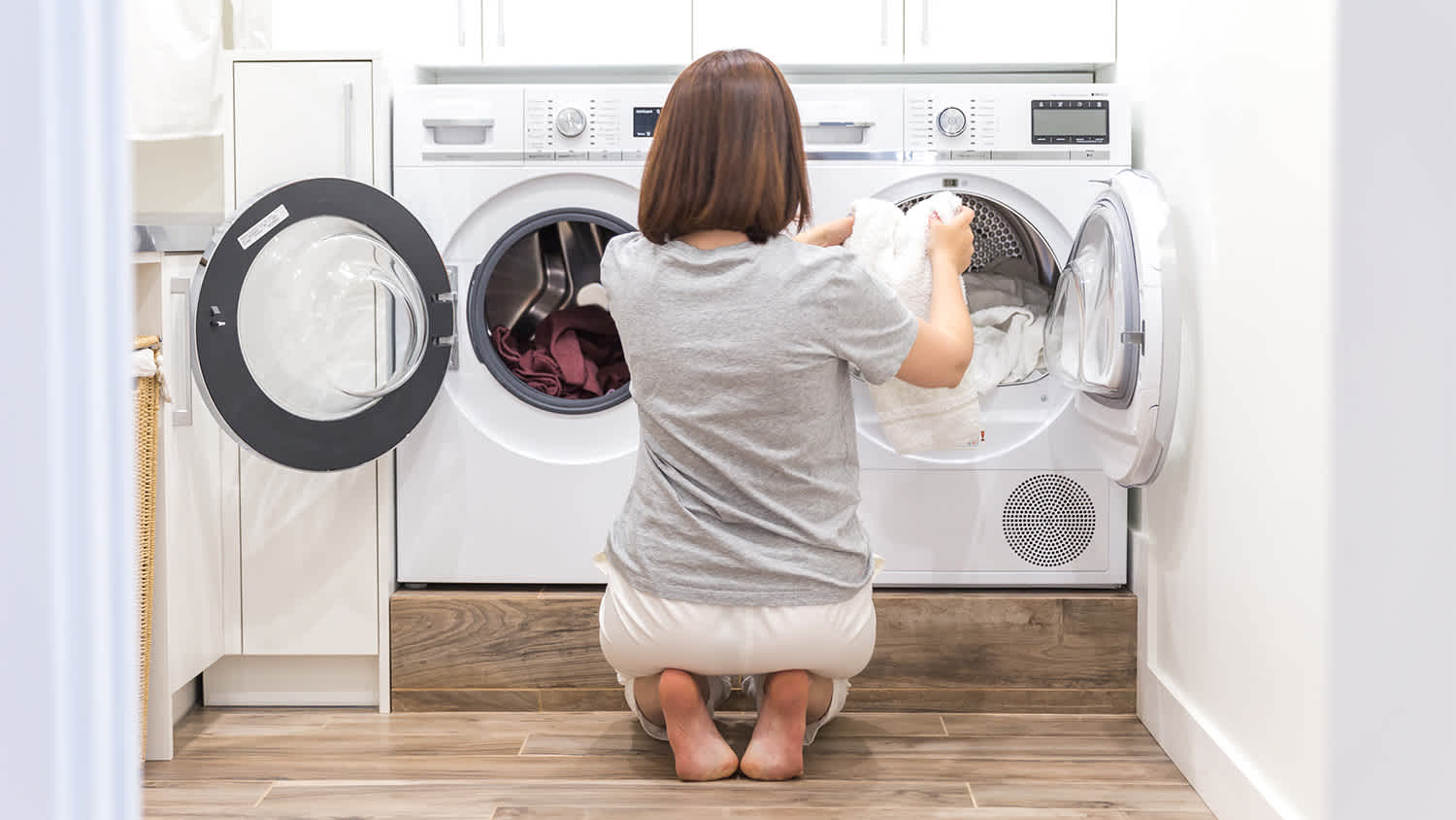 A woman doing her laundry