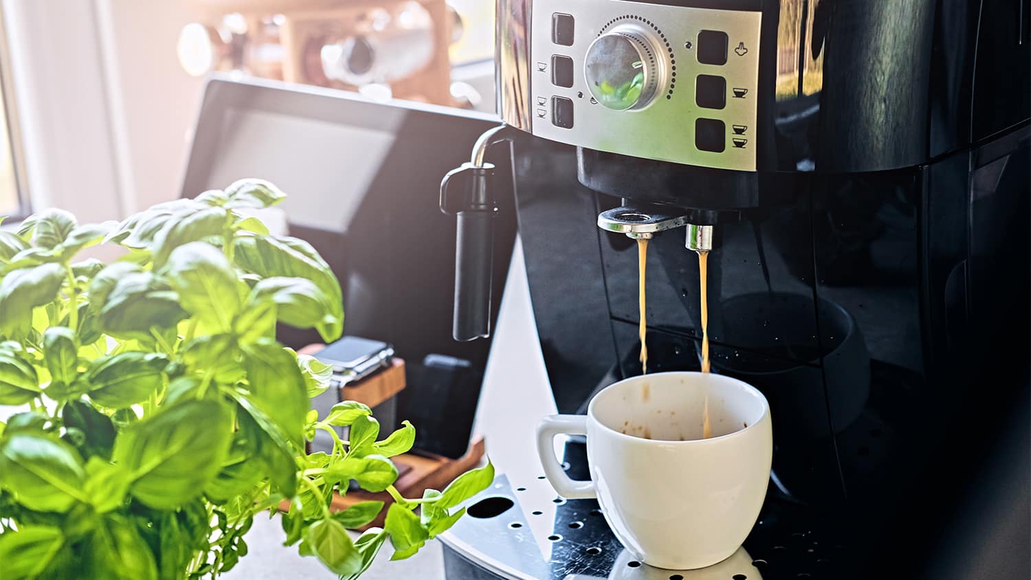 smart coffee machine making coffee