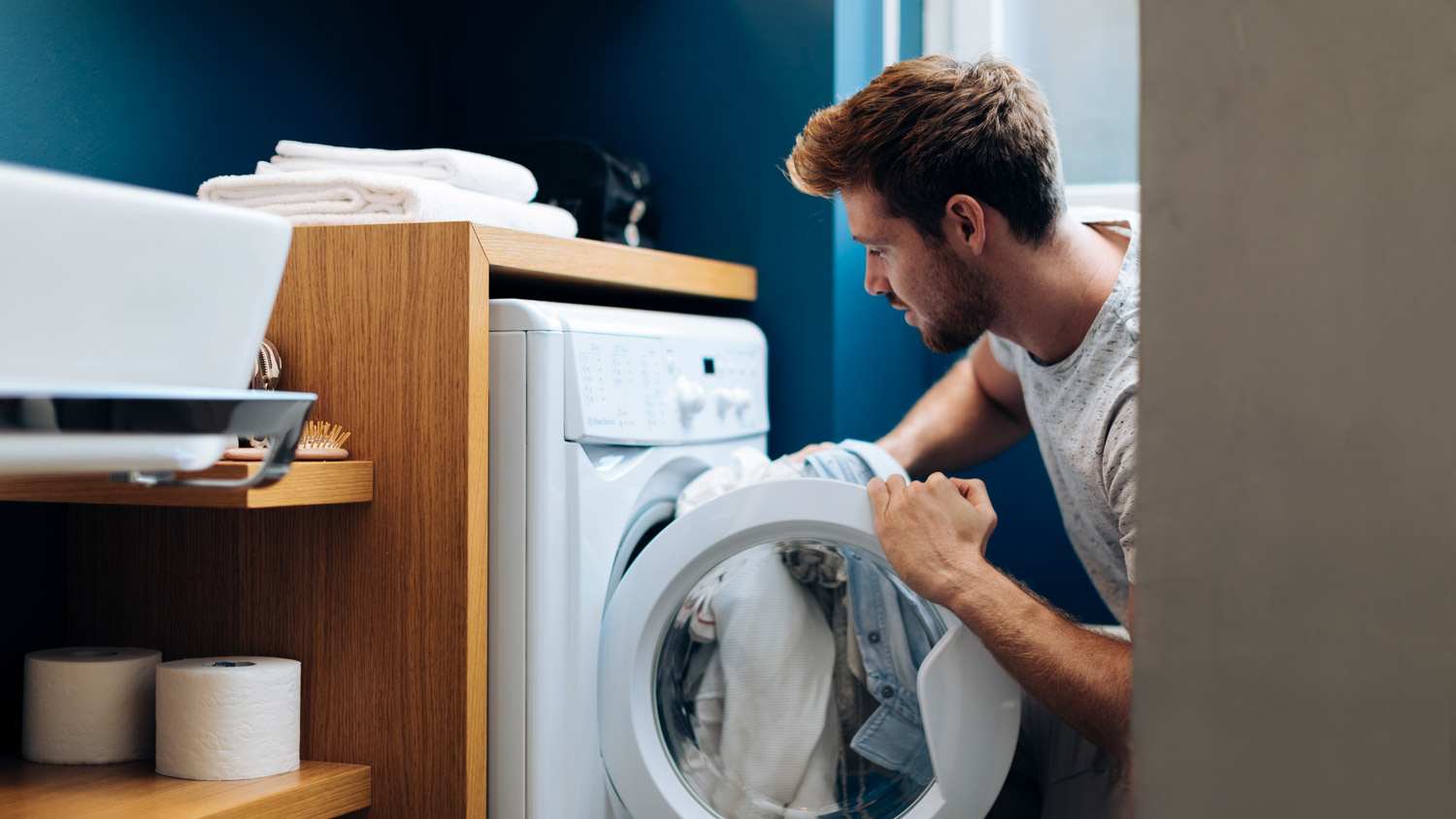 Man doing laundry