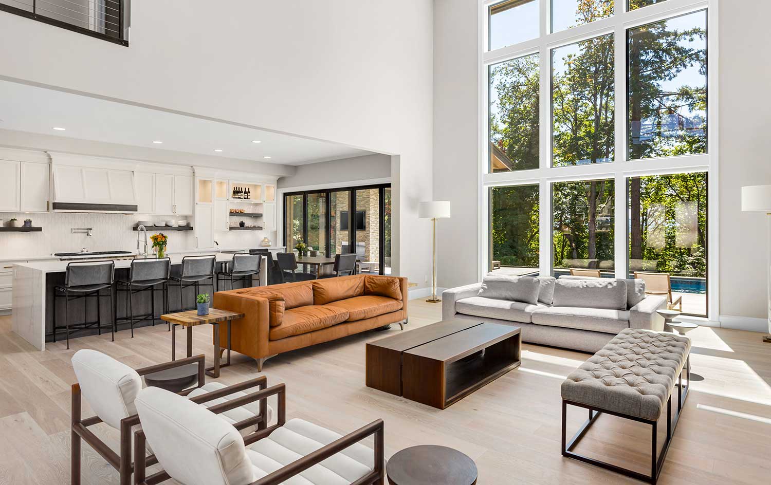 Luxury living room with high ceiling