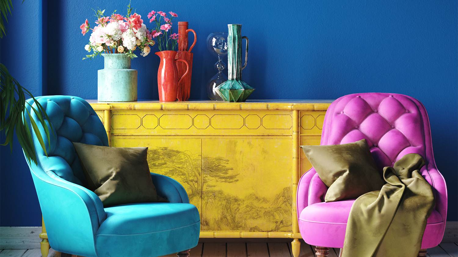 A colorful living room