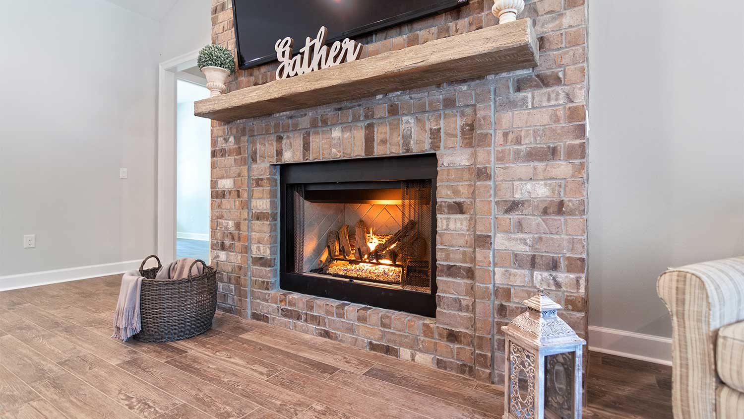 Living room with gas fireplace insert