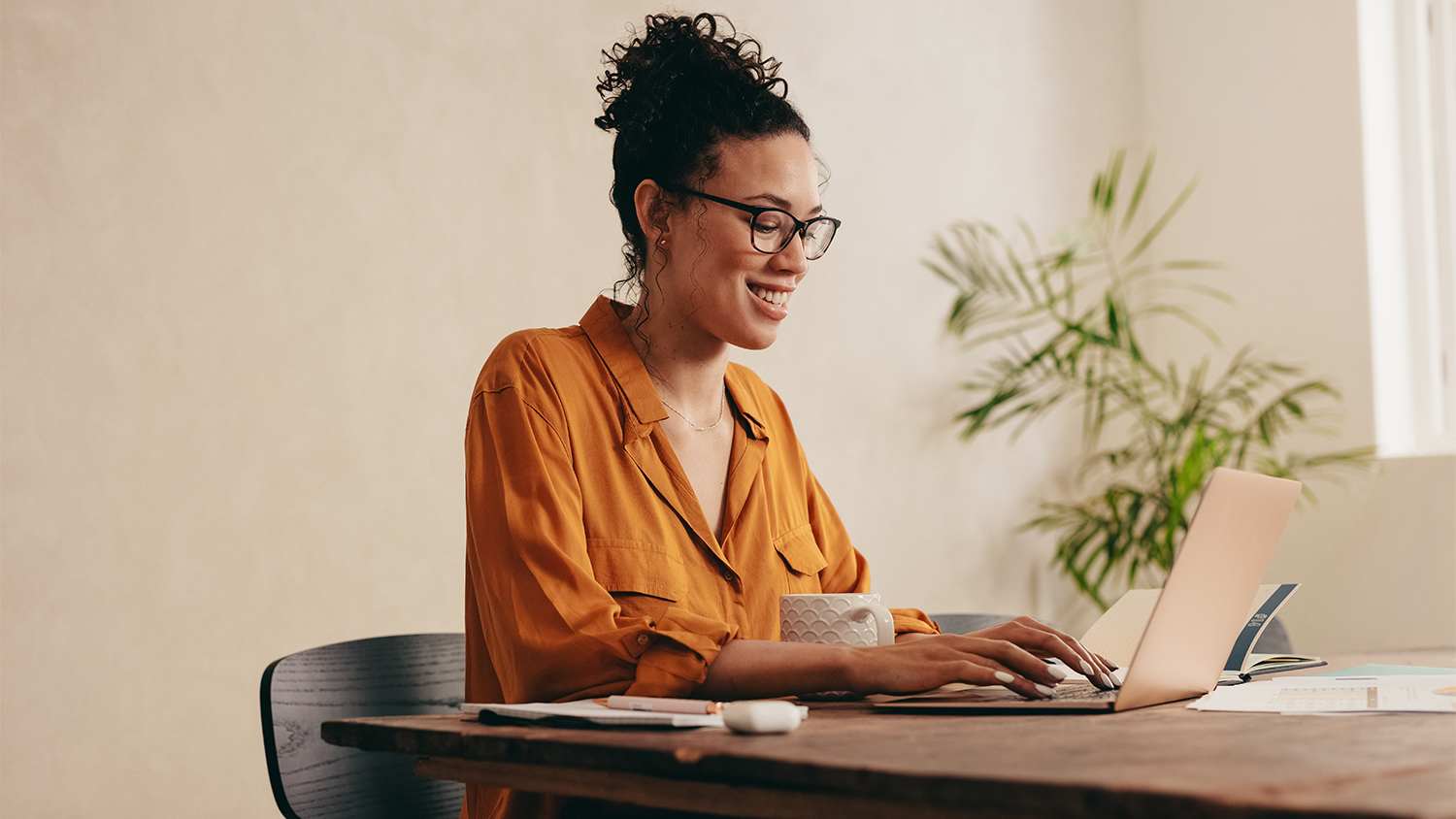 woman working from home office