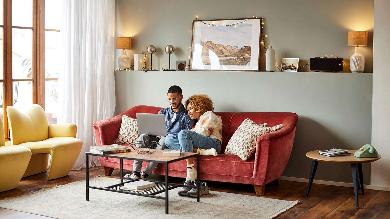 couple sitting cozy in their living room