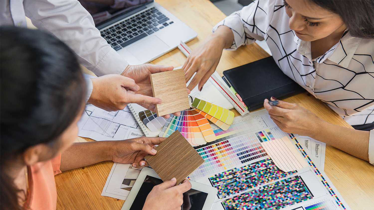 interior designers working on color palette