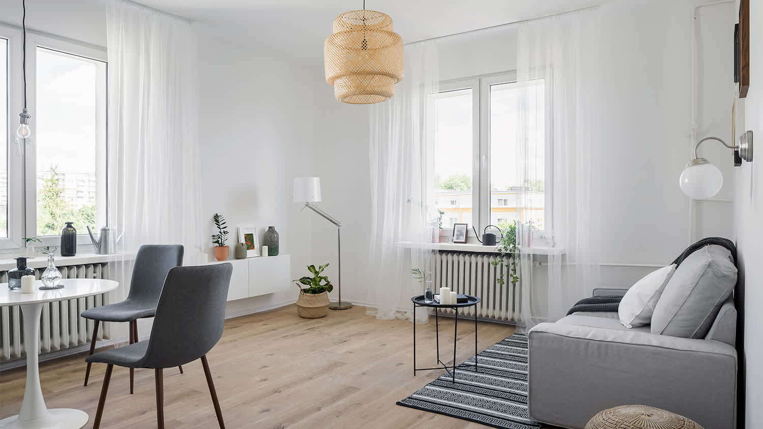 beige hardwood floor in living room apartment