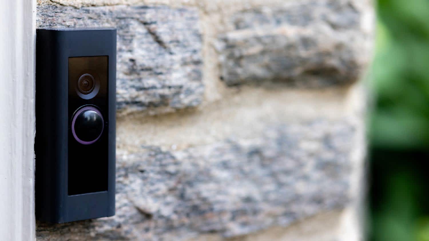 Close-up of a video doorbell