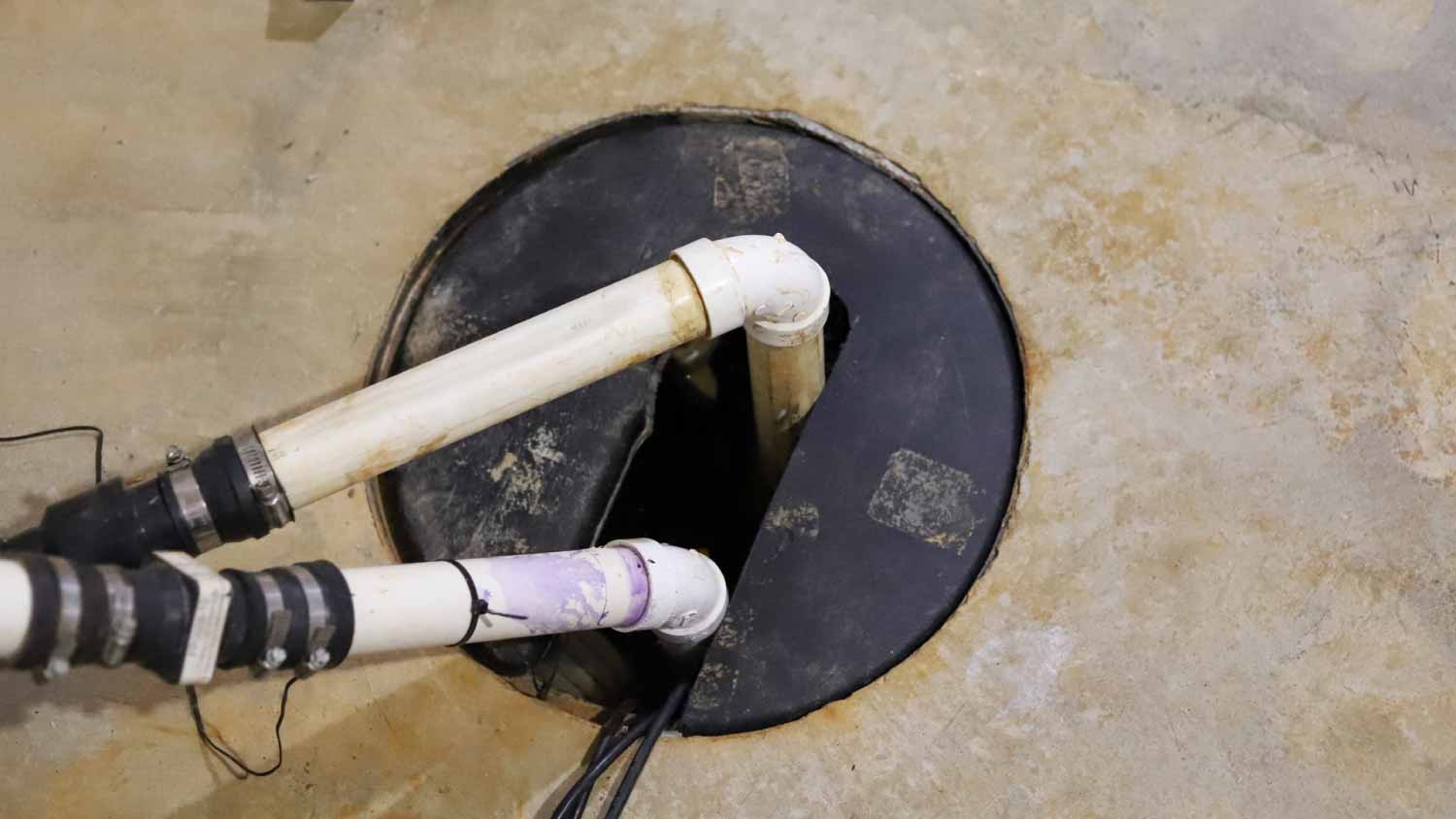 A sump pump in a home