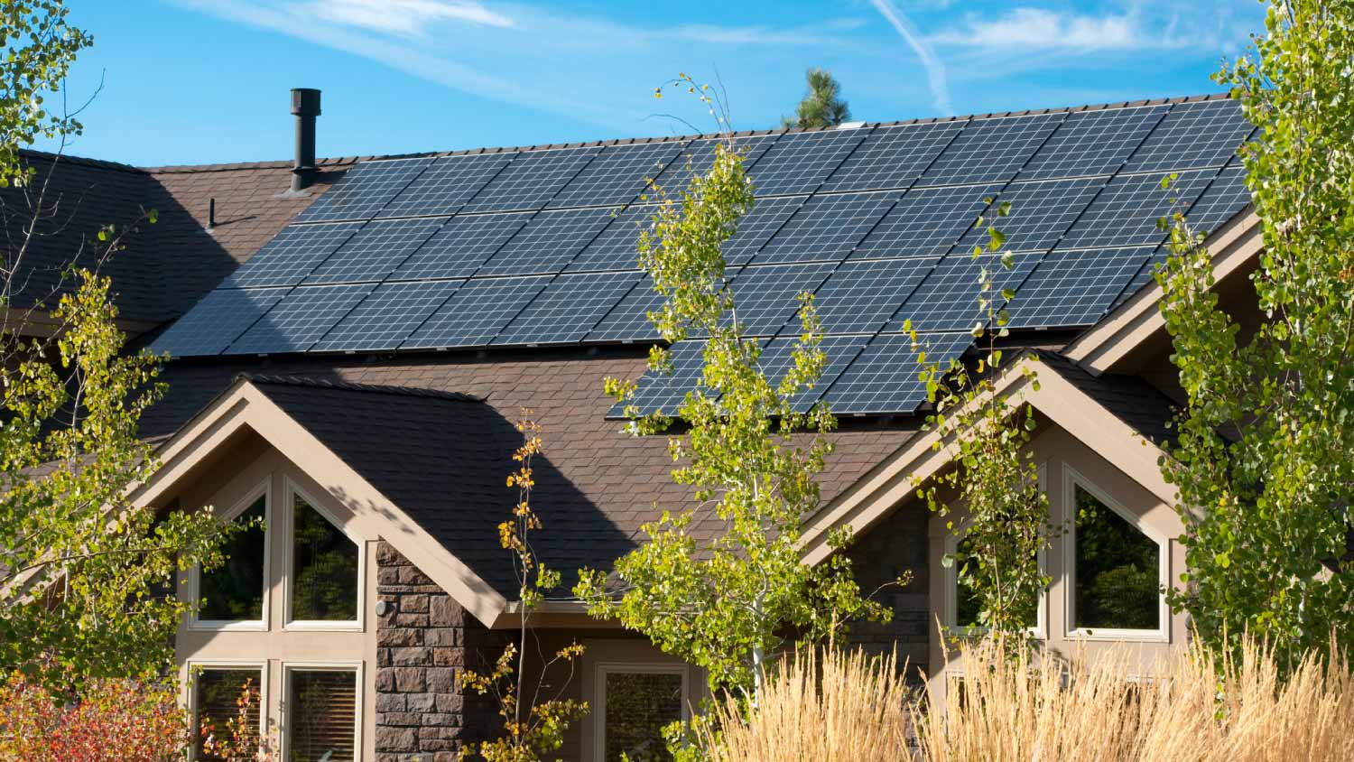 Solar panels on the roof of a house