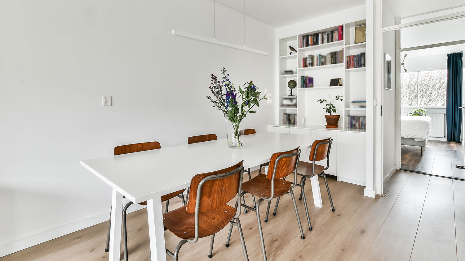 dining room in open space interior design