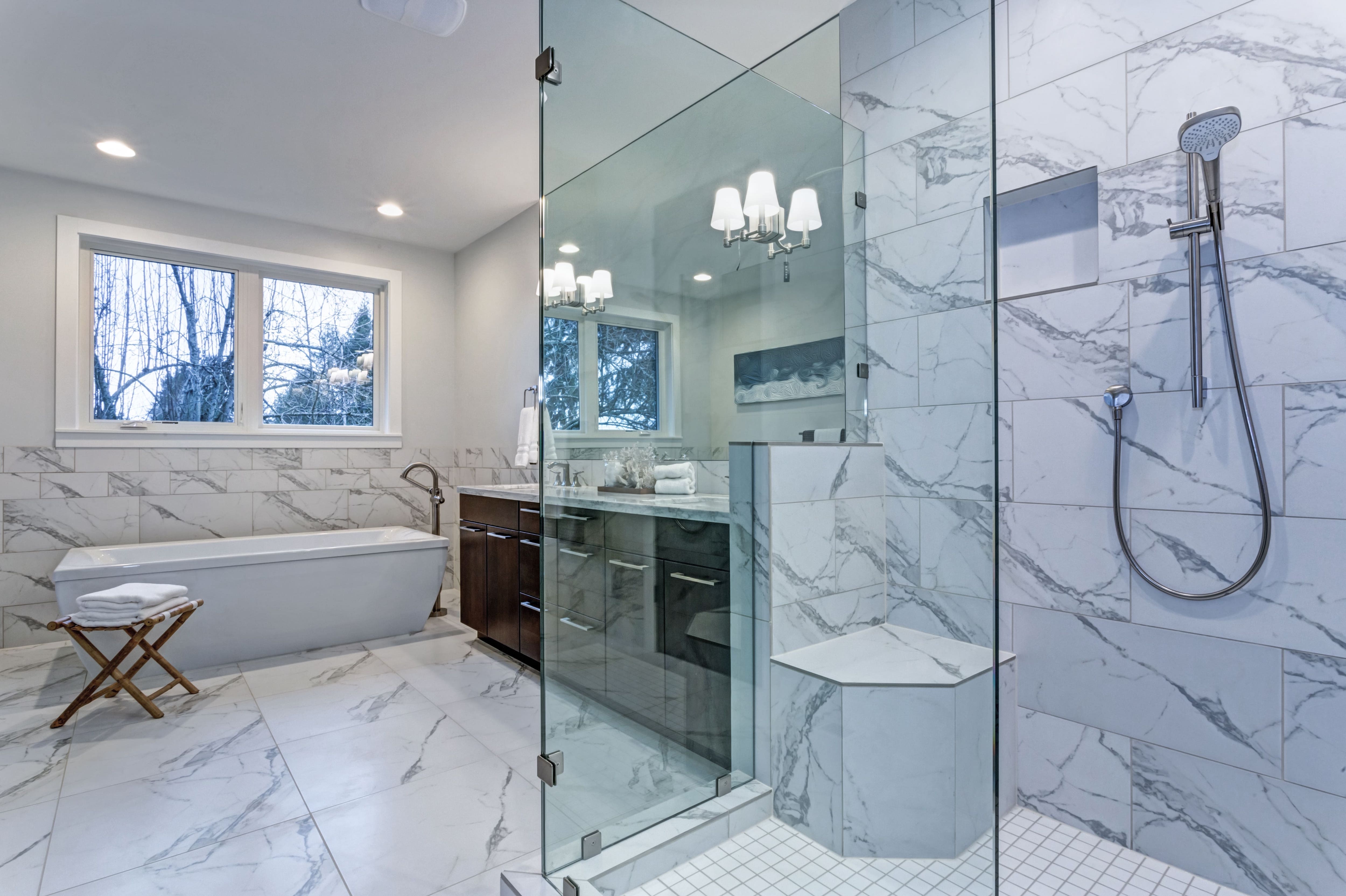 Bathroom with marble floors