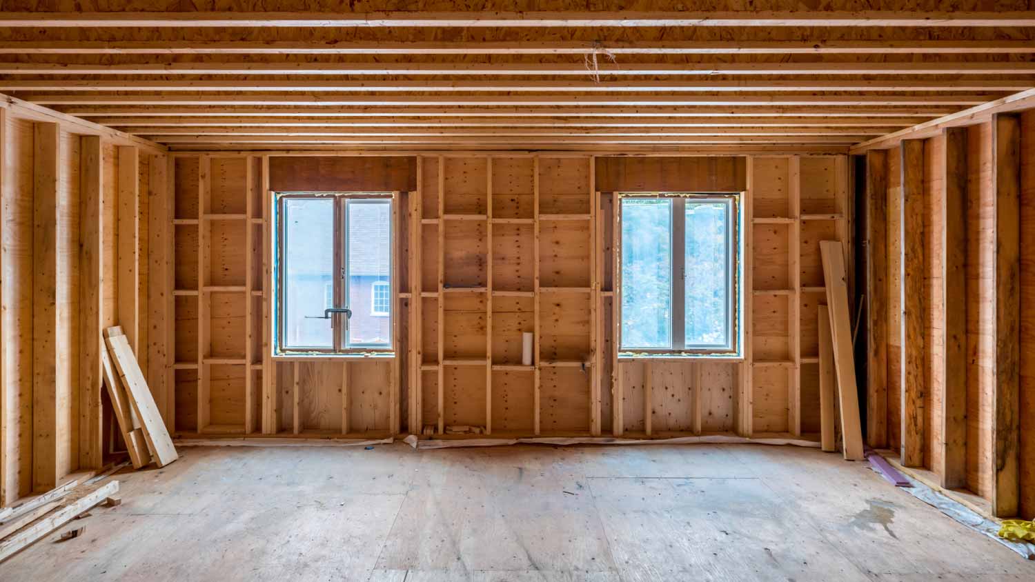New built house framing interior