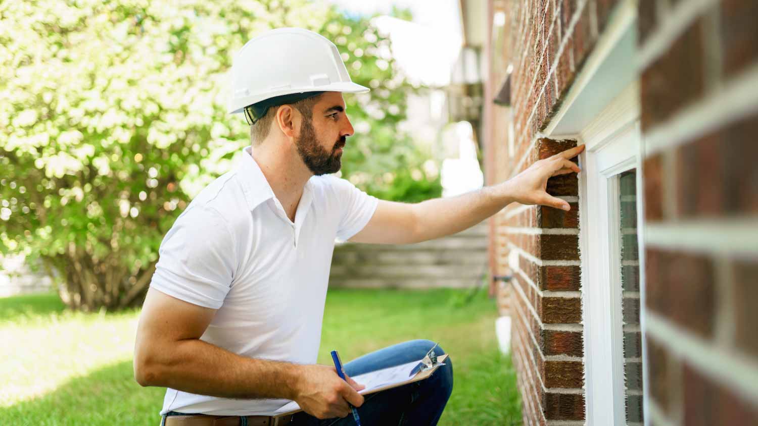 Man inspecting a house