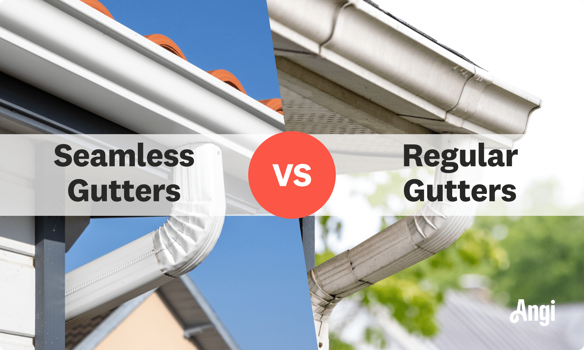 Seamless versus regular gutters visual comparison