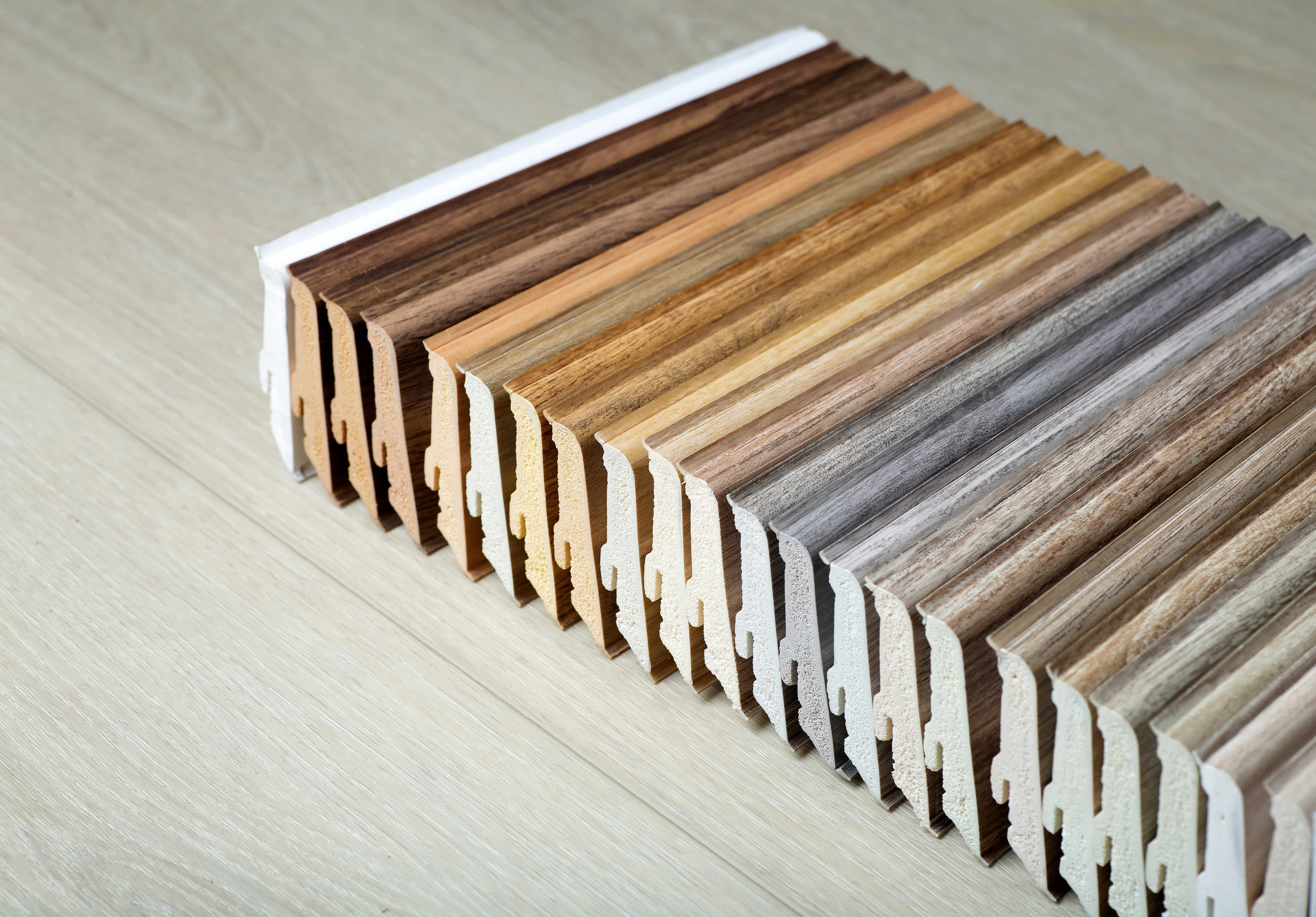 An array of different colored crown moldings