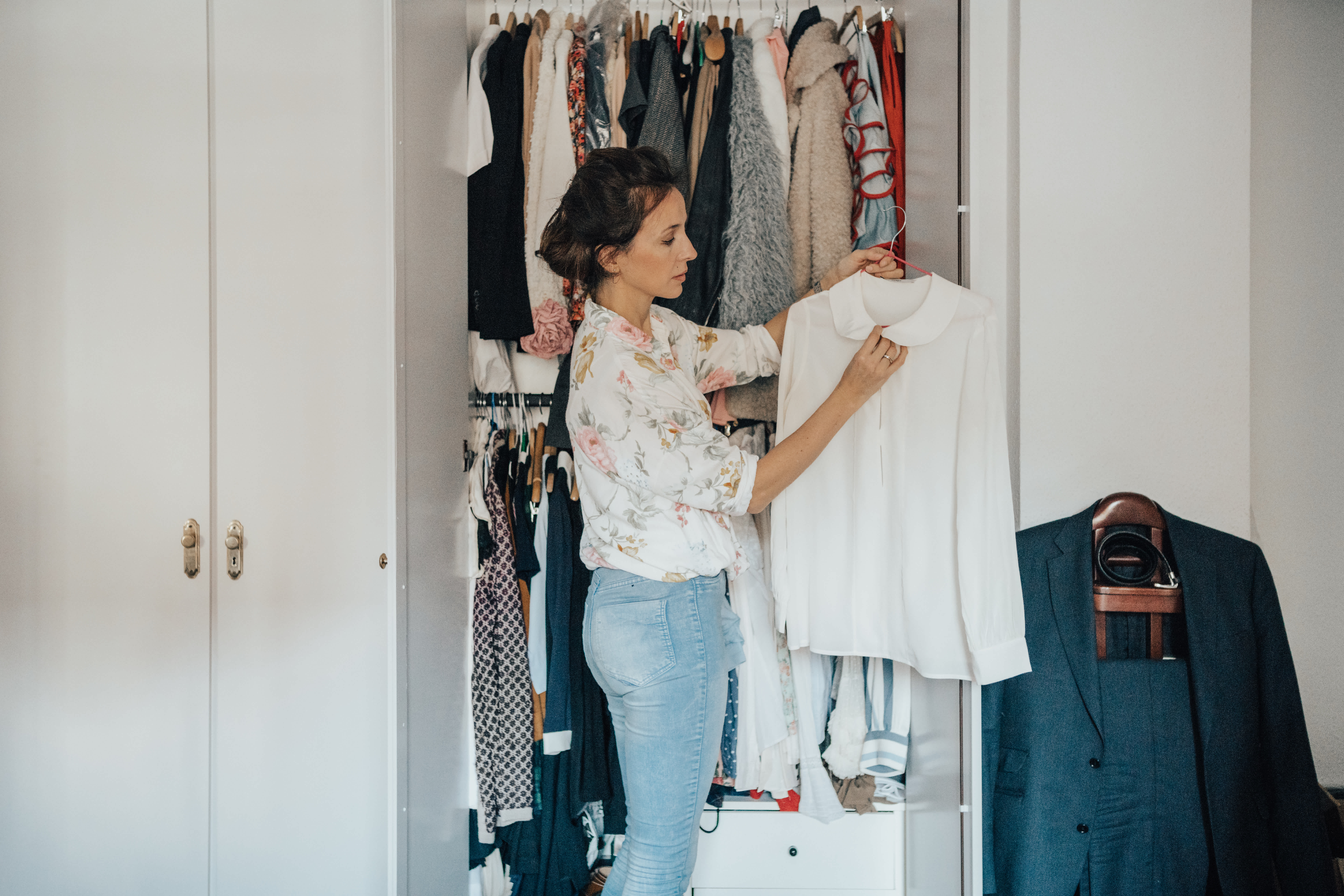 Woman getting ready for work
