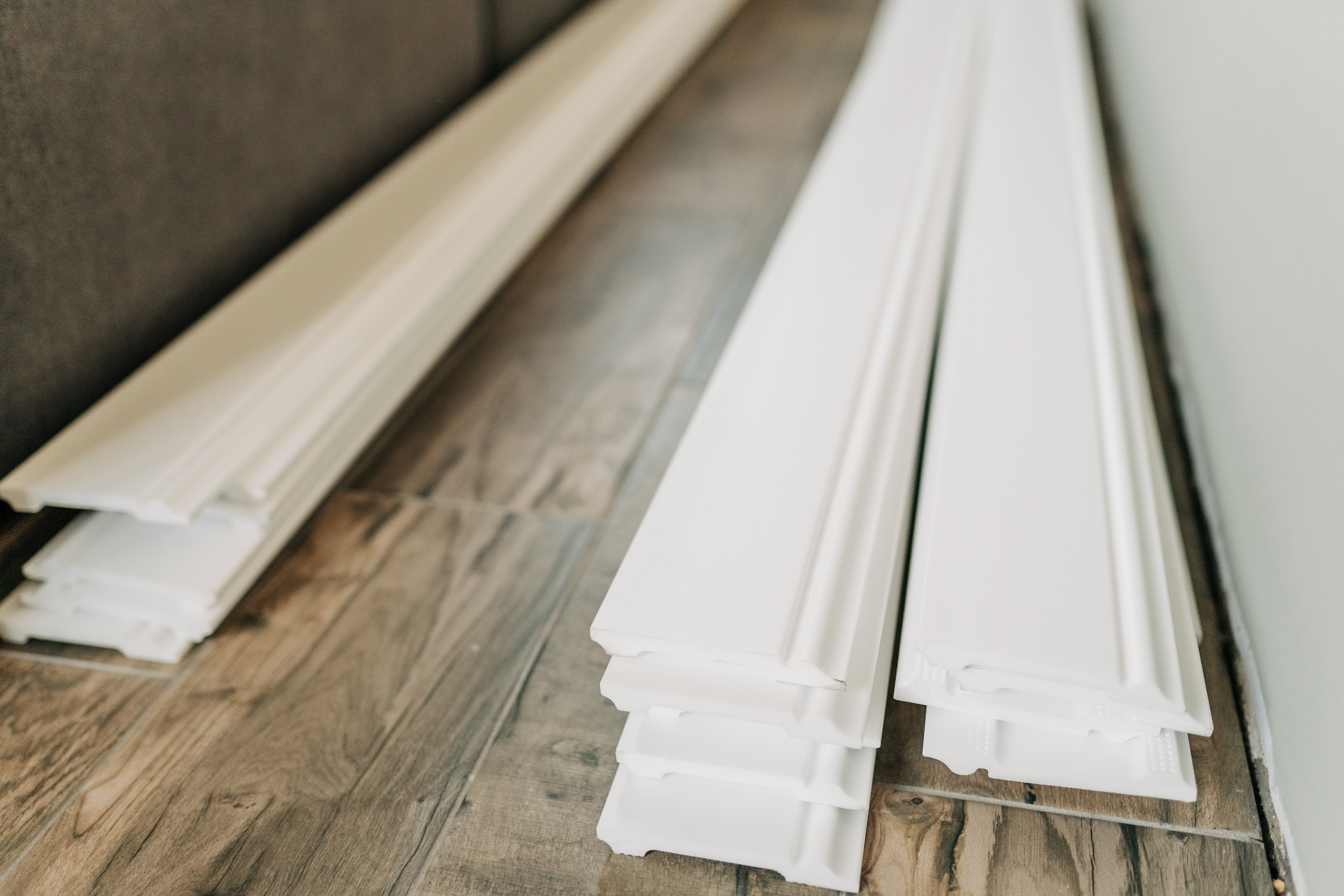 White wooden baseboards