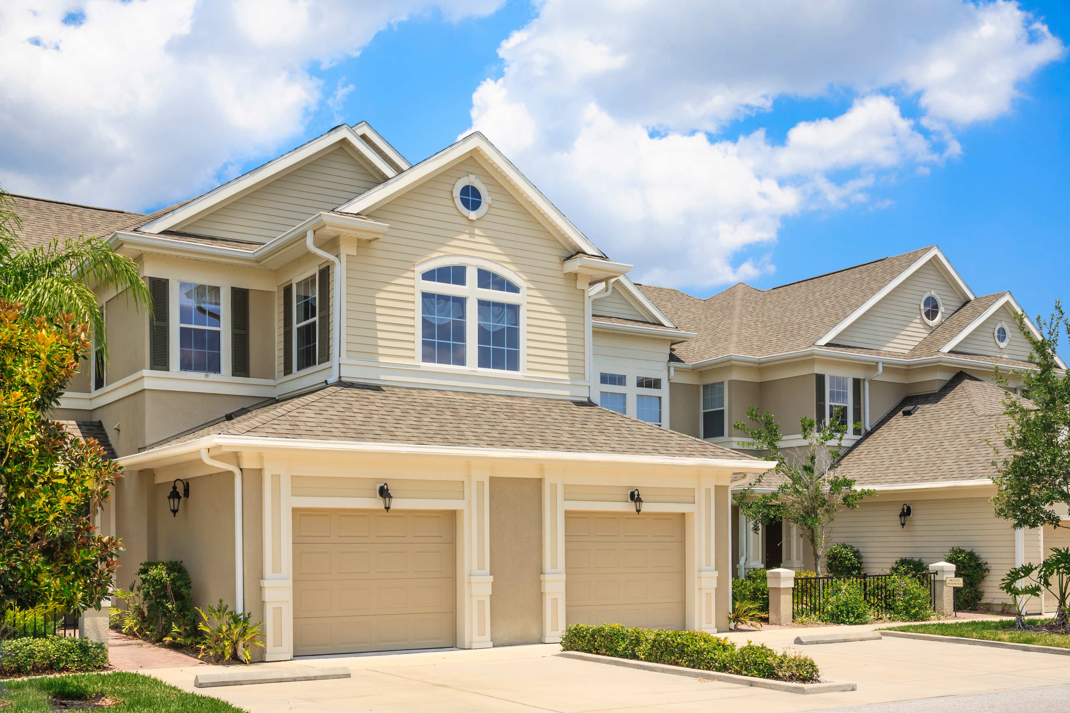 Suburban neighborhood with large homes