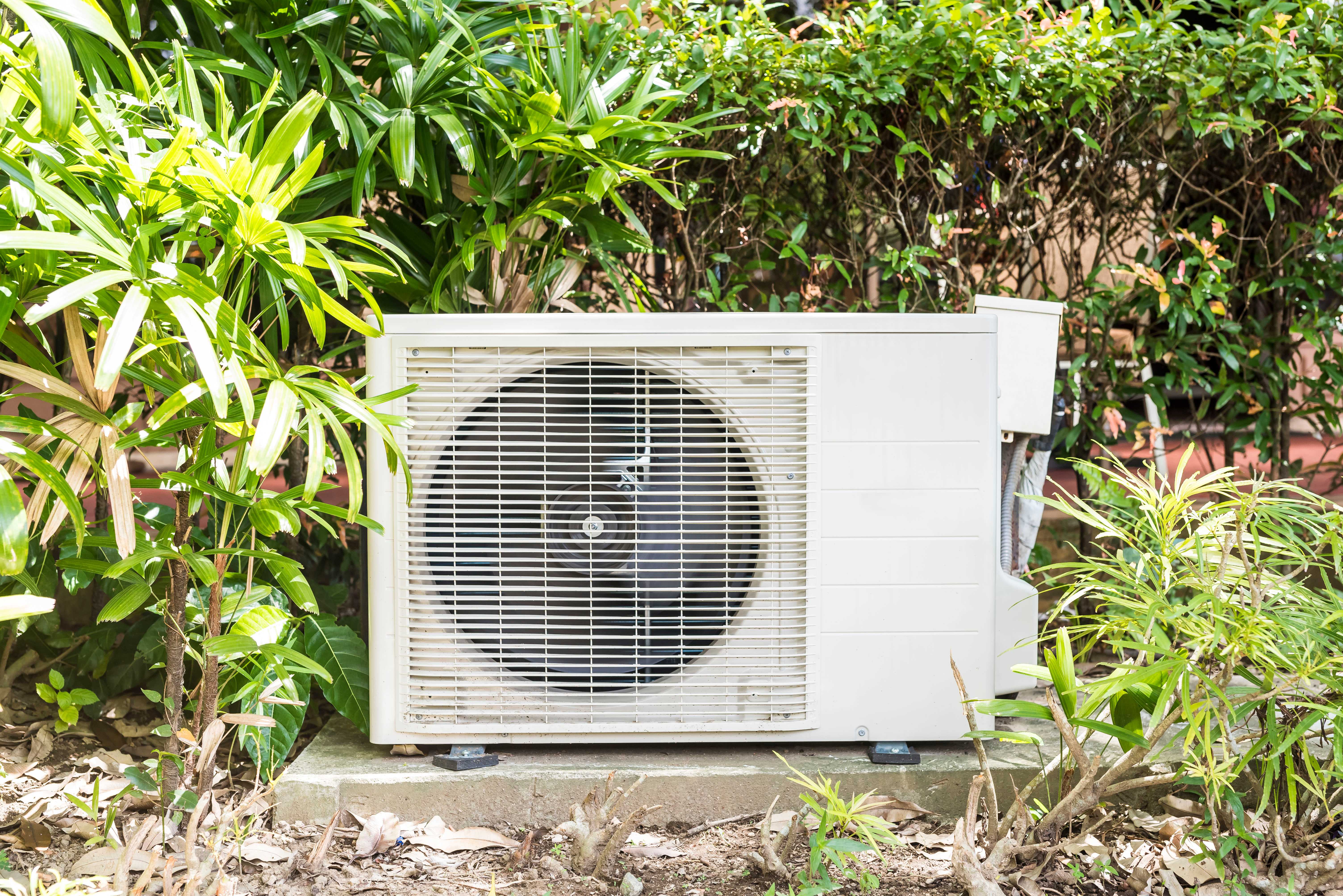 Air conditioning condenser mounted outside