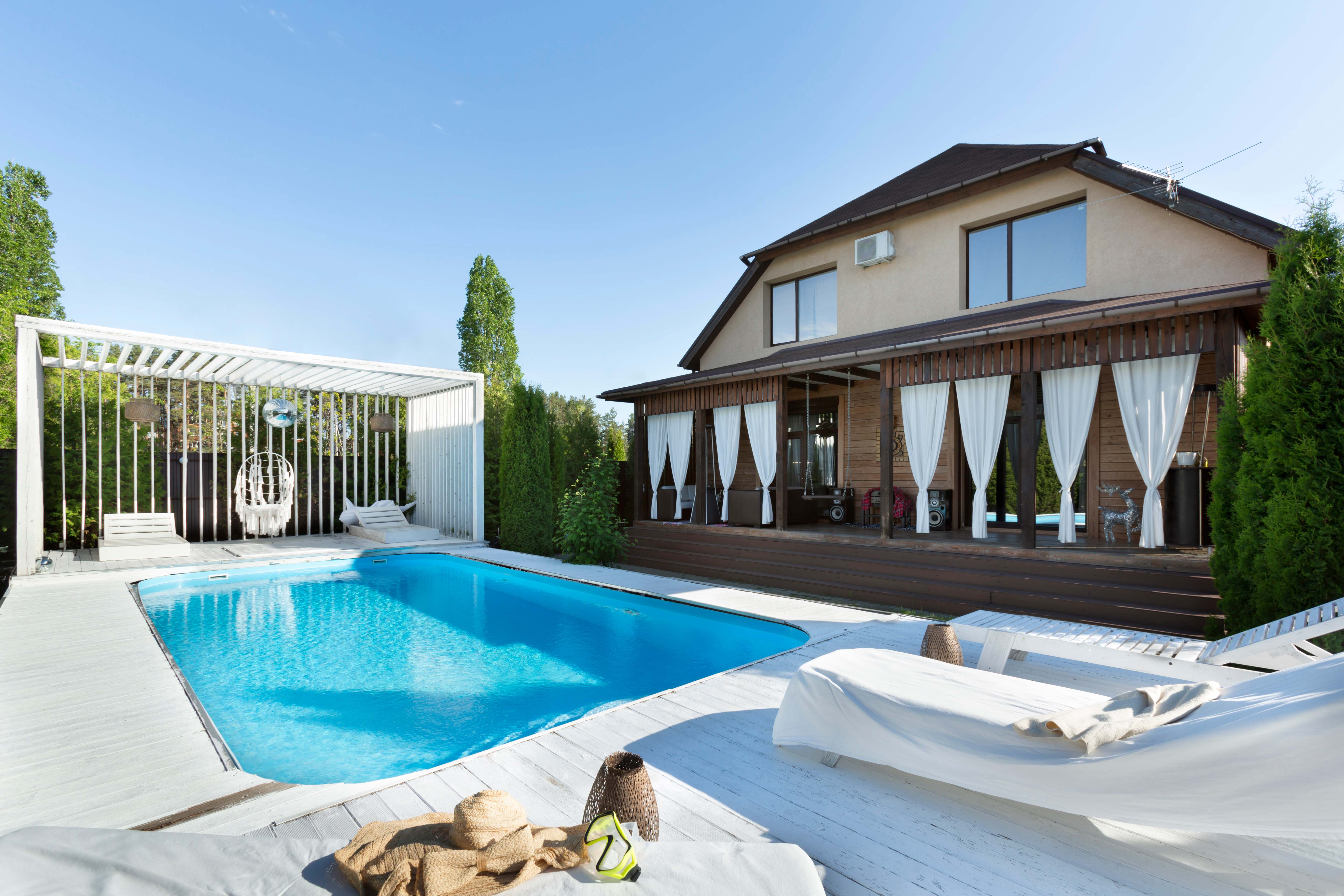 A house with a pool in the backyard