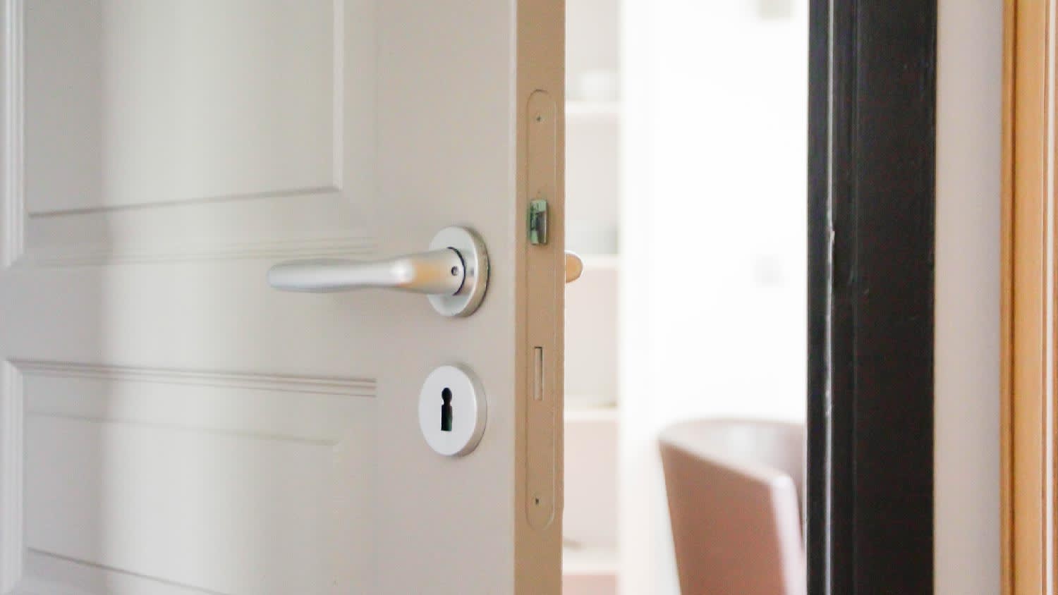 Close-up of open interior door