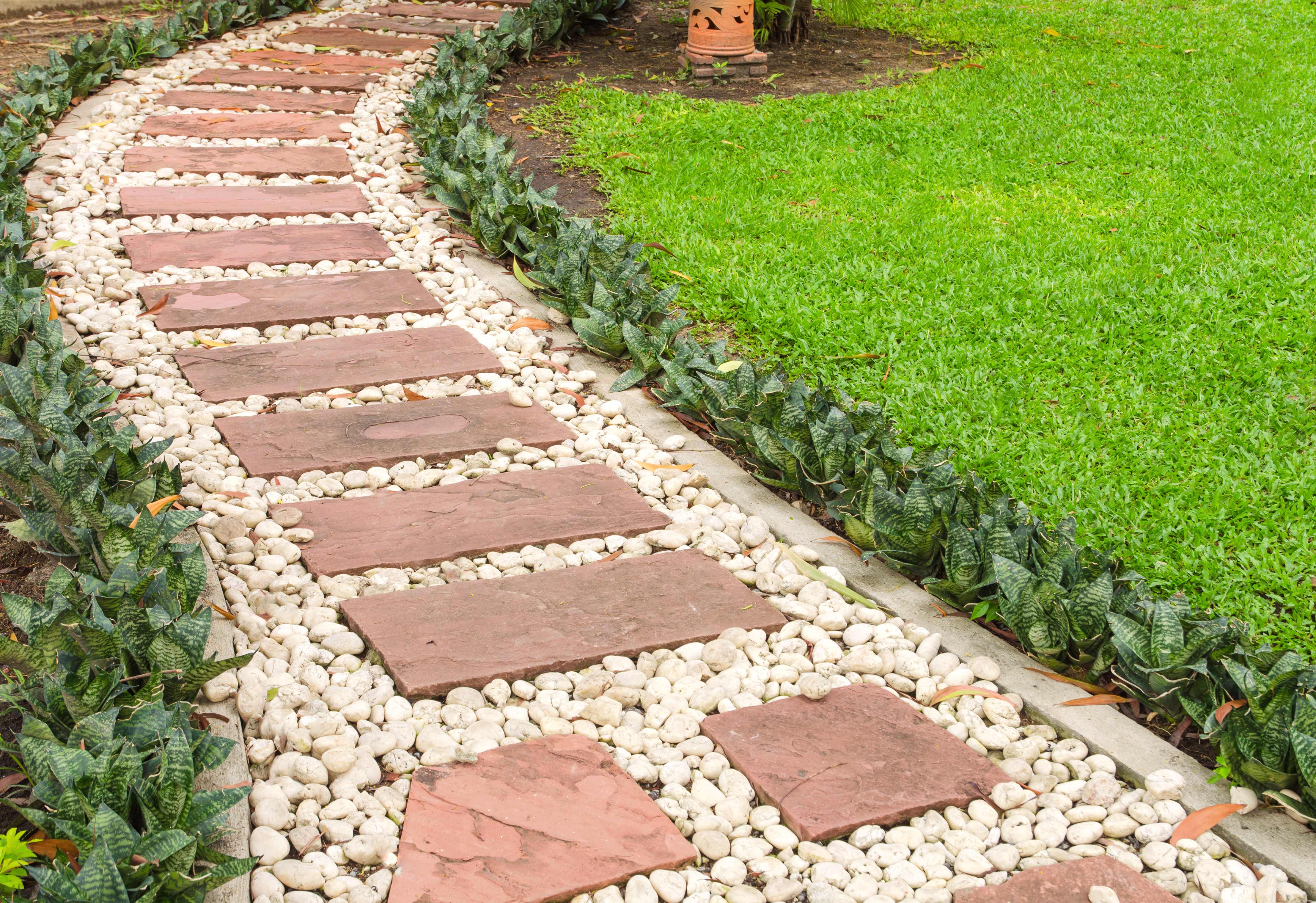 Stepping stone walkway in the yard
