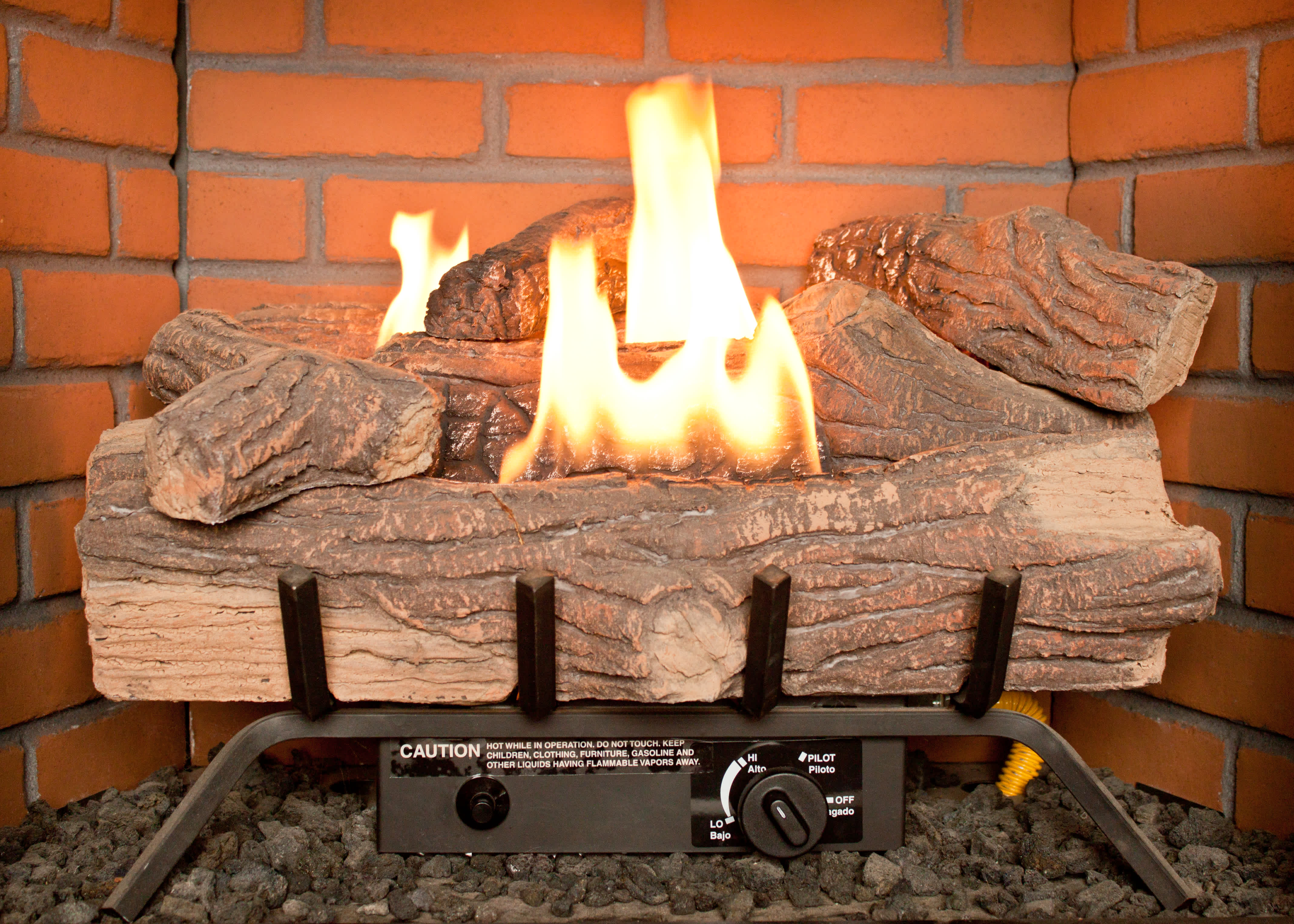 vented gas log in fireplace