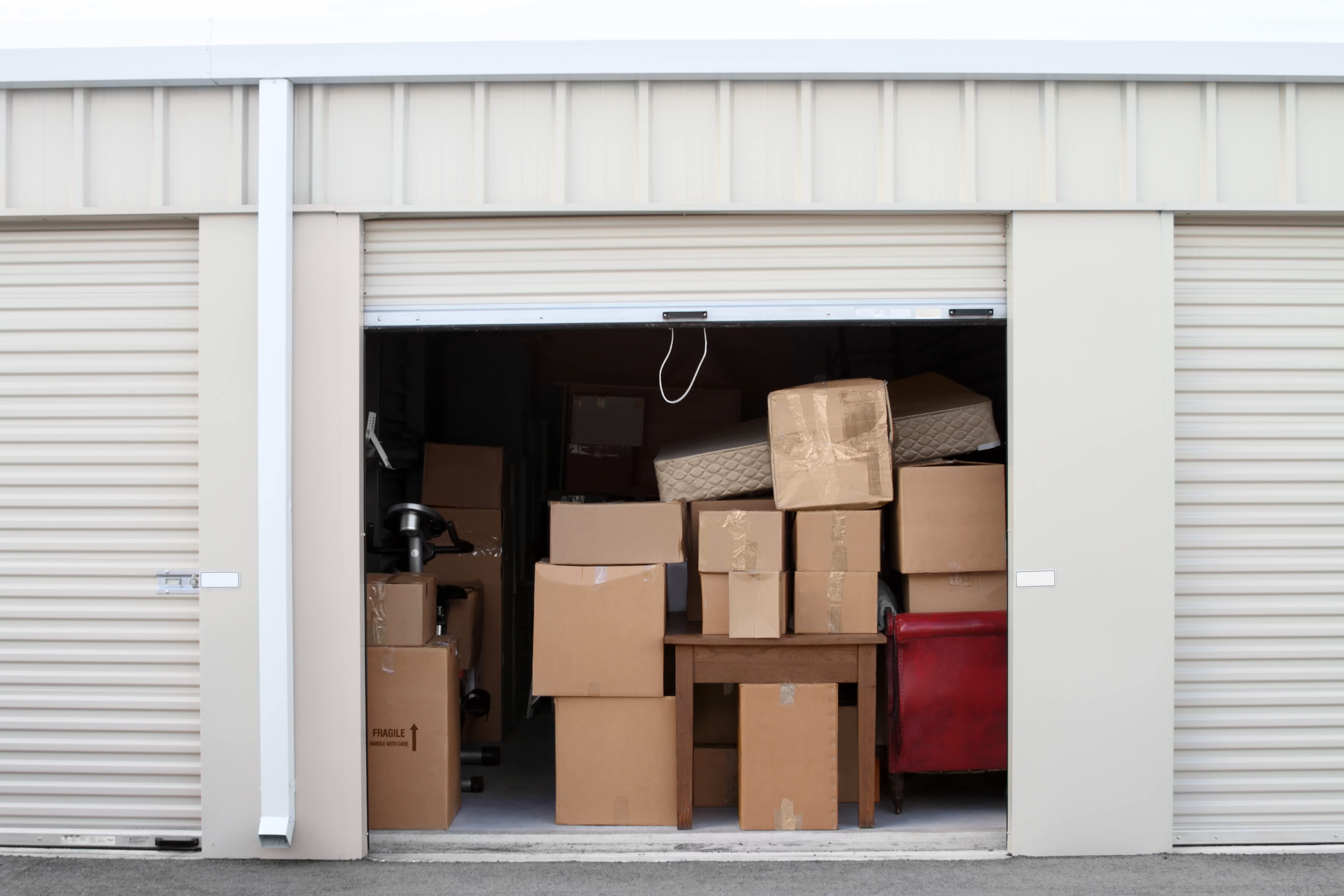 storage unit with stacked boxes