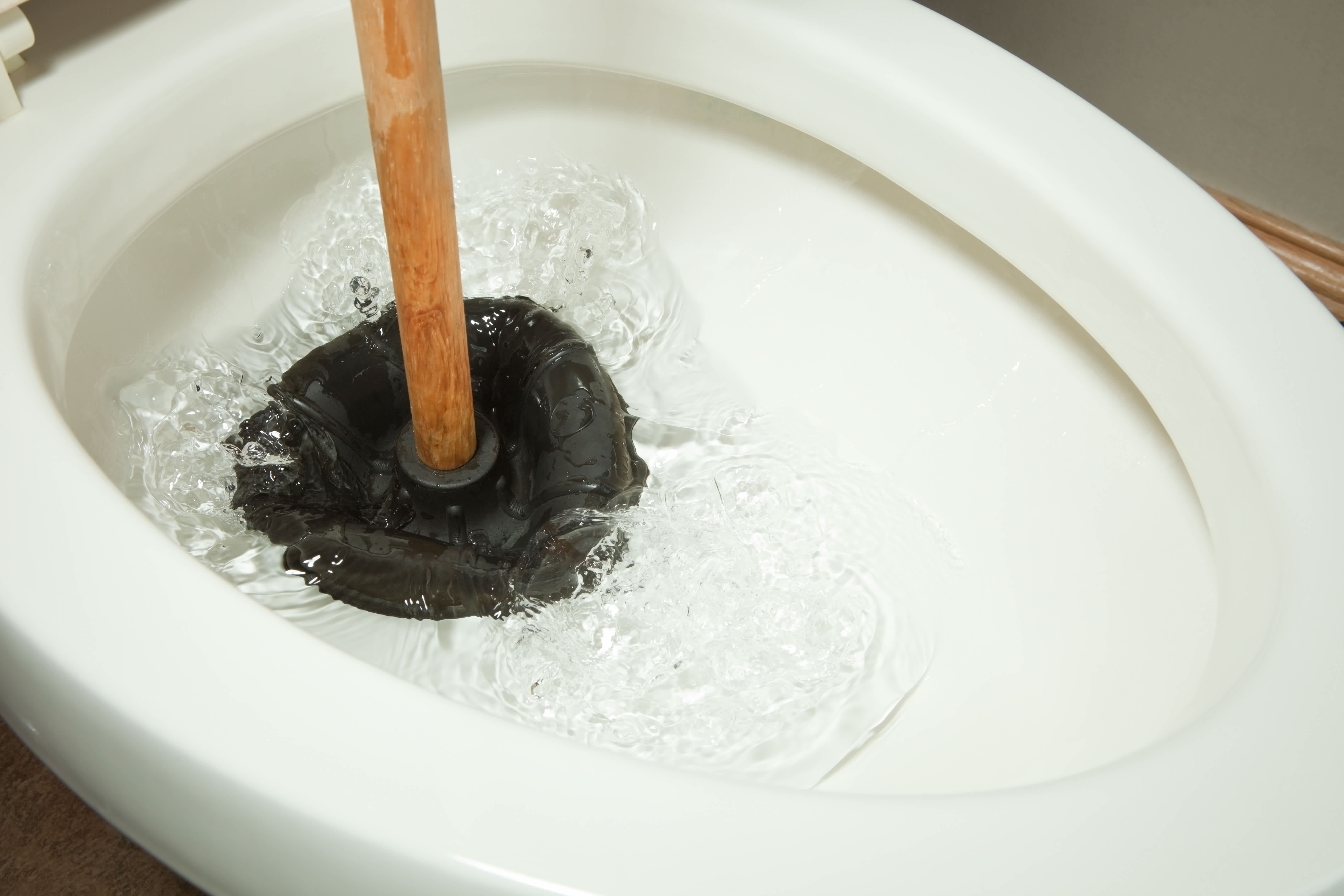 A plunger used to unclog a toilet