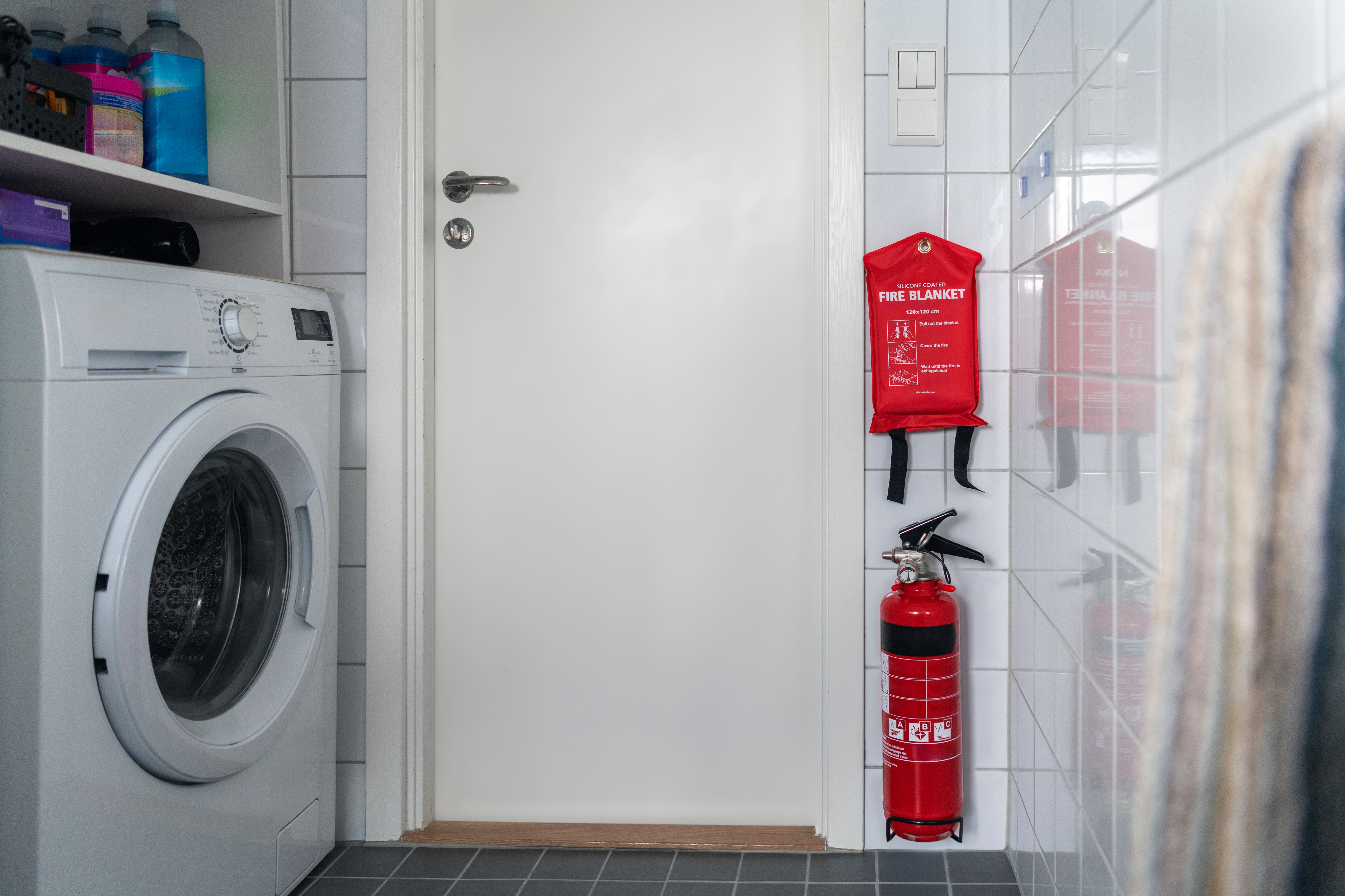 fire extinguisher in laundry room