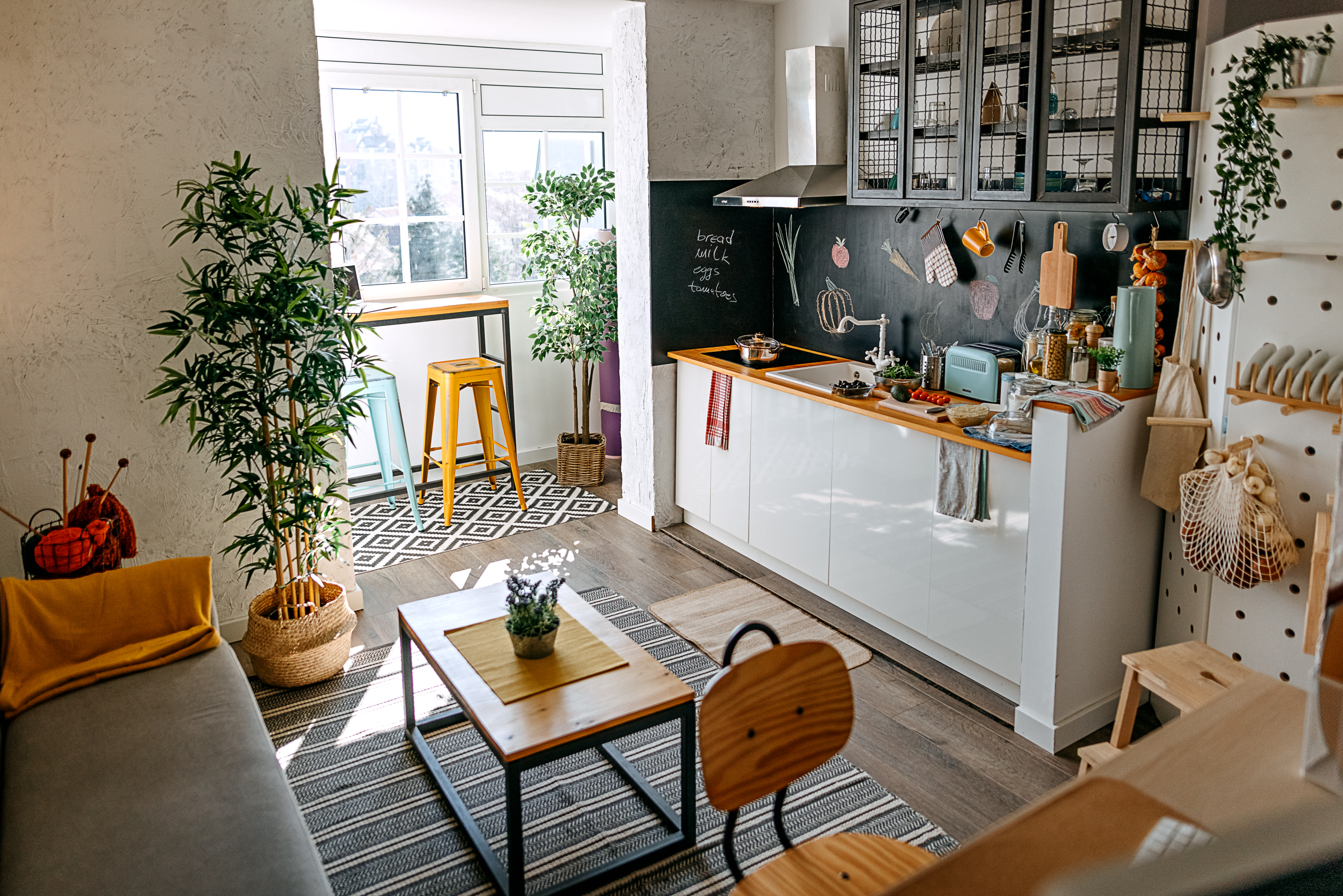A bright small kitchen