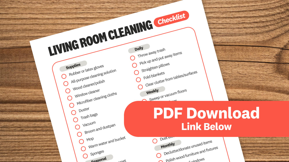 Downloadable checklist for living room cleaning