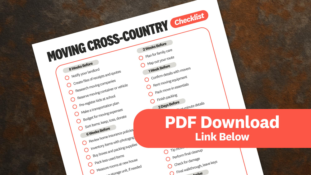 Downloadable checklist for moving cross-country