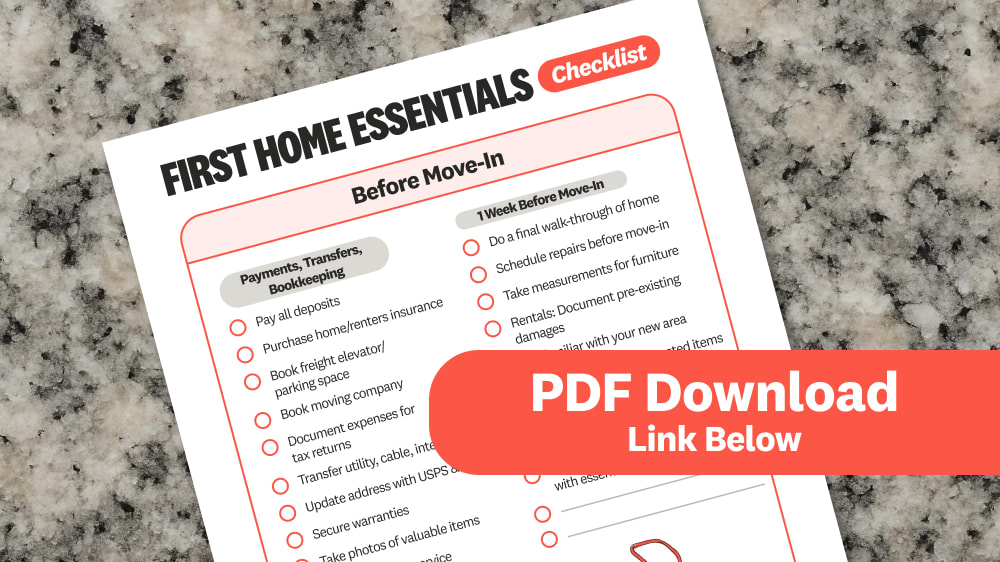 Downloadable checklist for first home essentials