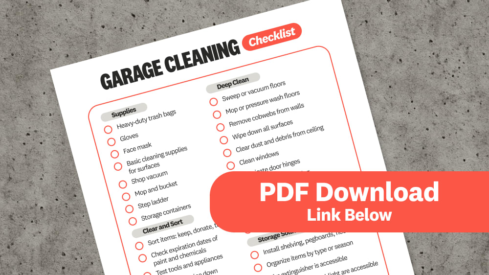 Downloadable checklist for garage cleaning