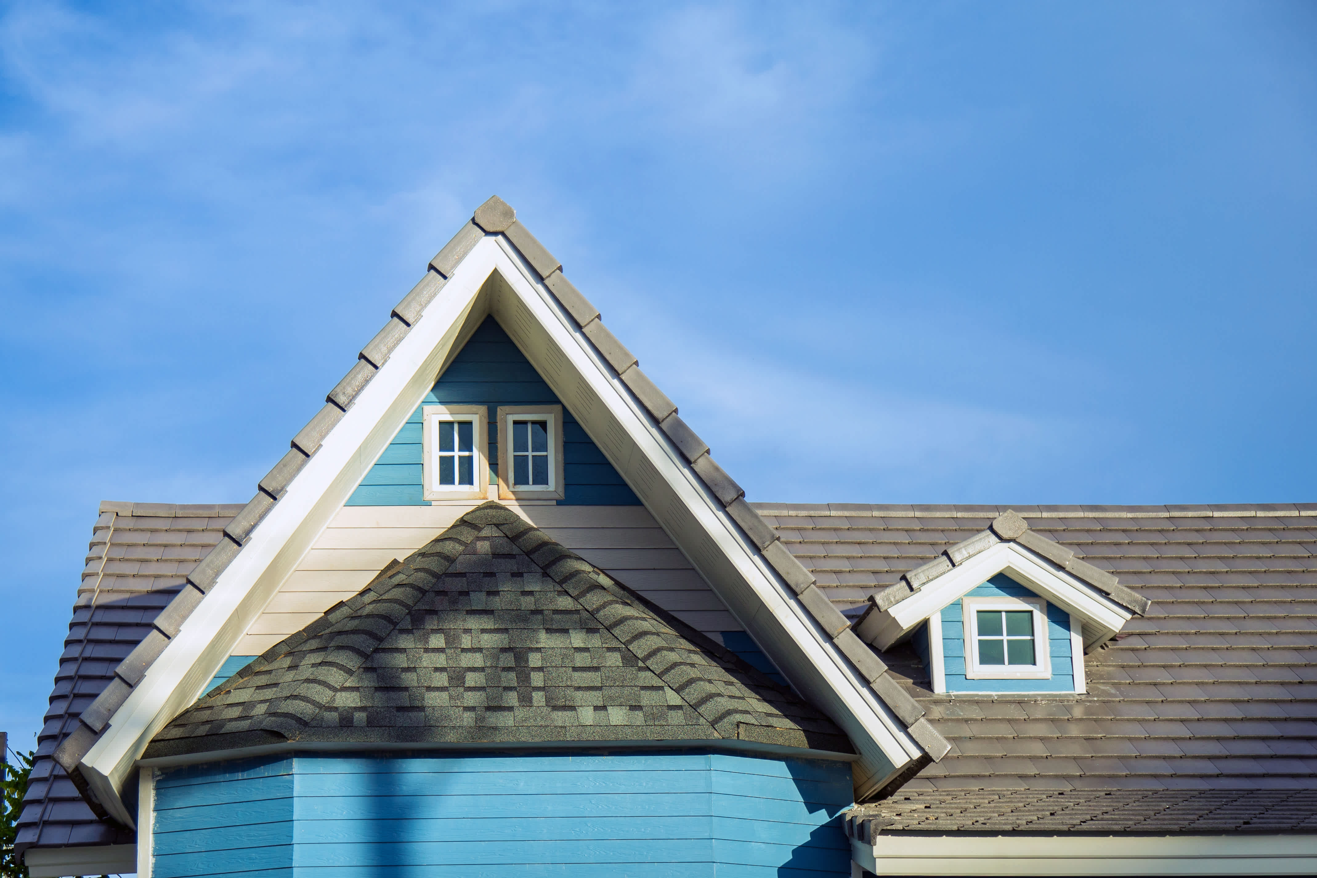 Modern roof with sky background