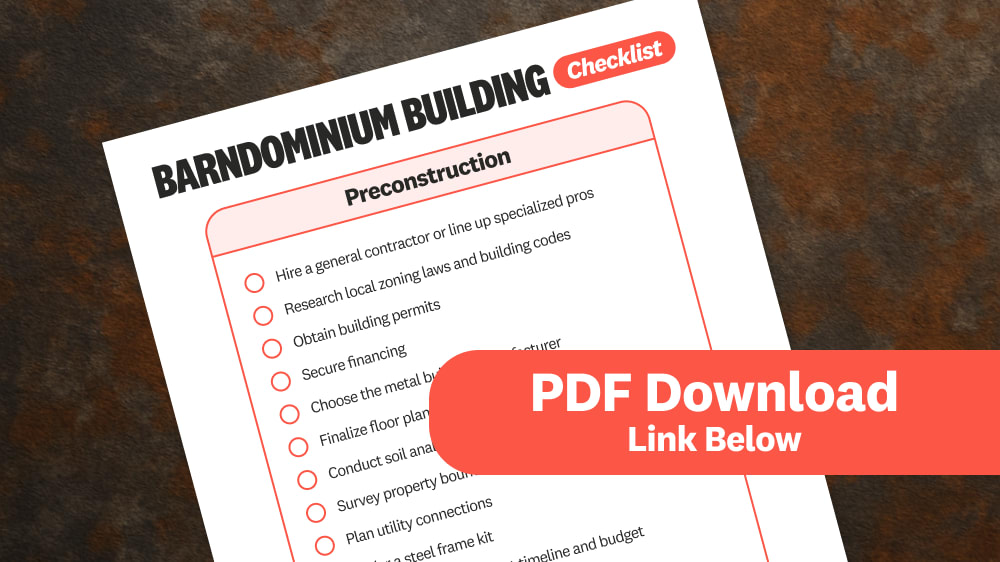 Downloadable checklist for building a barndominium