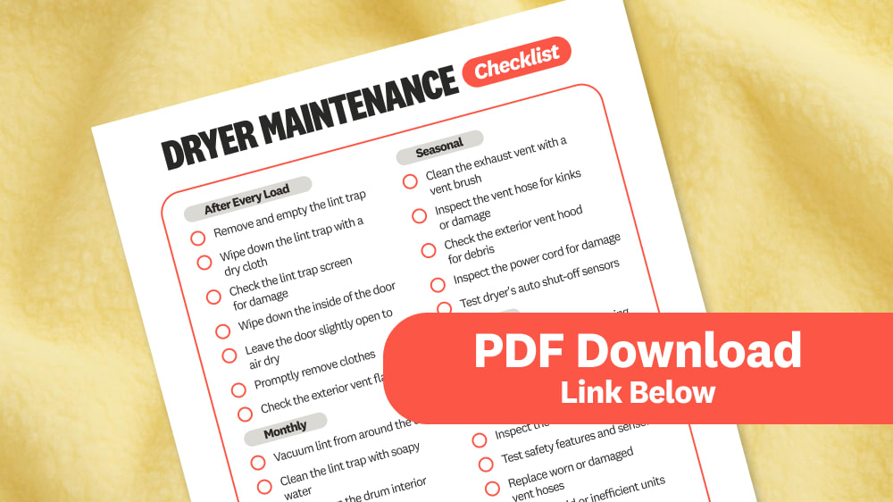 Downloadable checklist for dryer maintenance