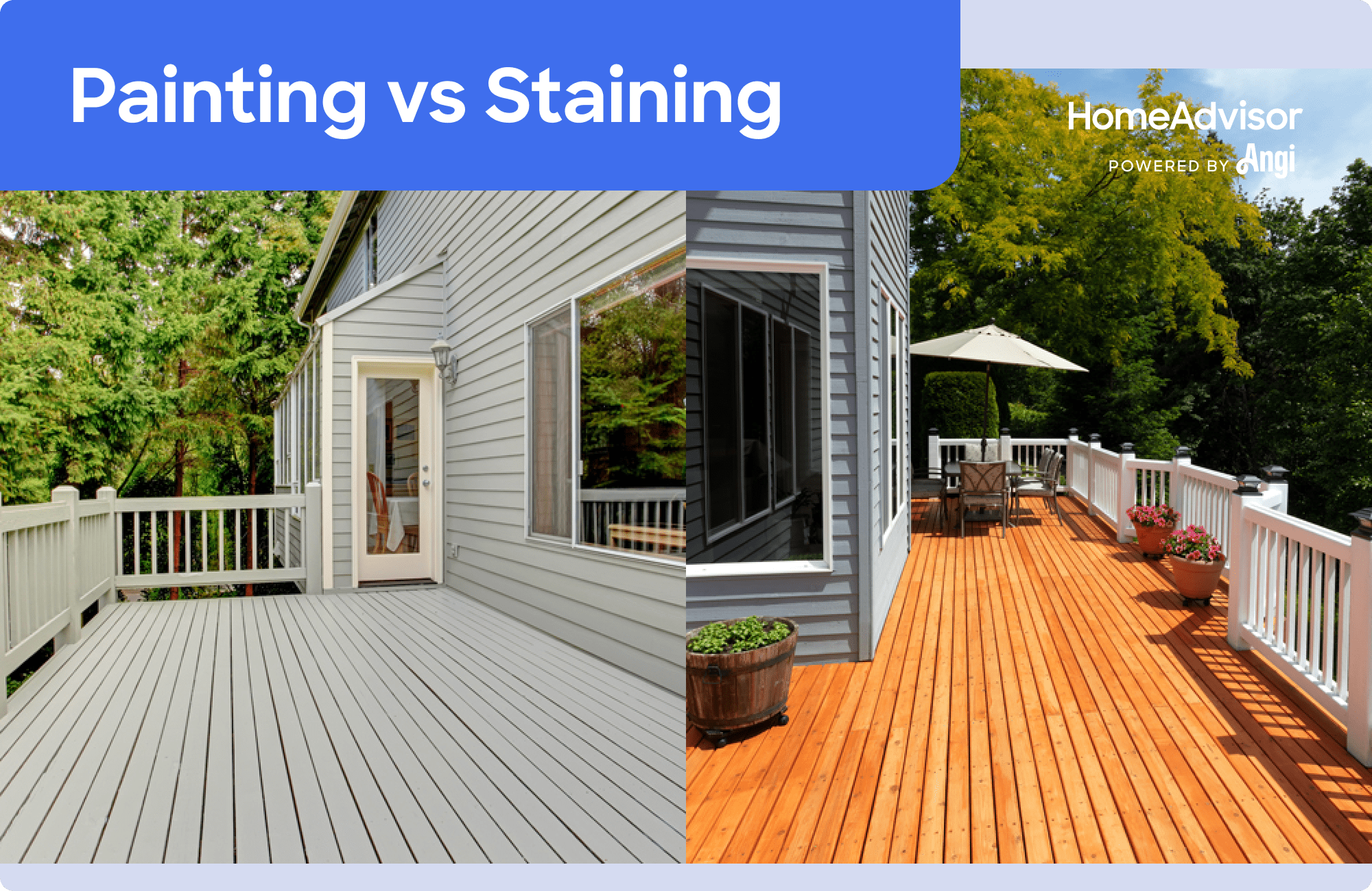 Painting a deck versus staining a deck compared visually