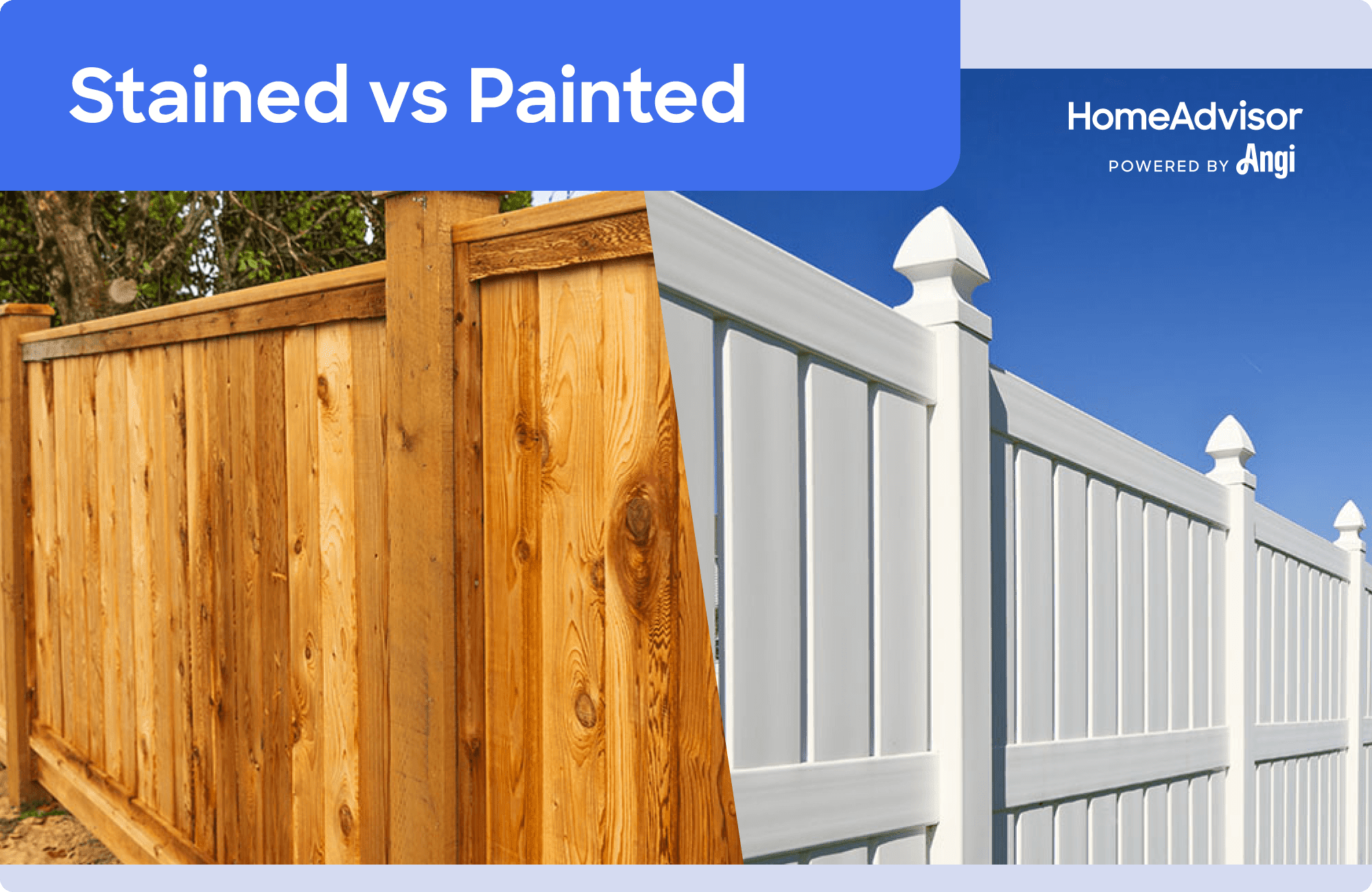Stained versus painted fence visual comparison
