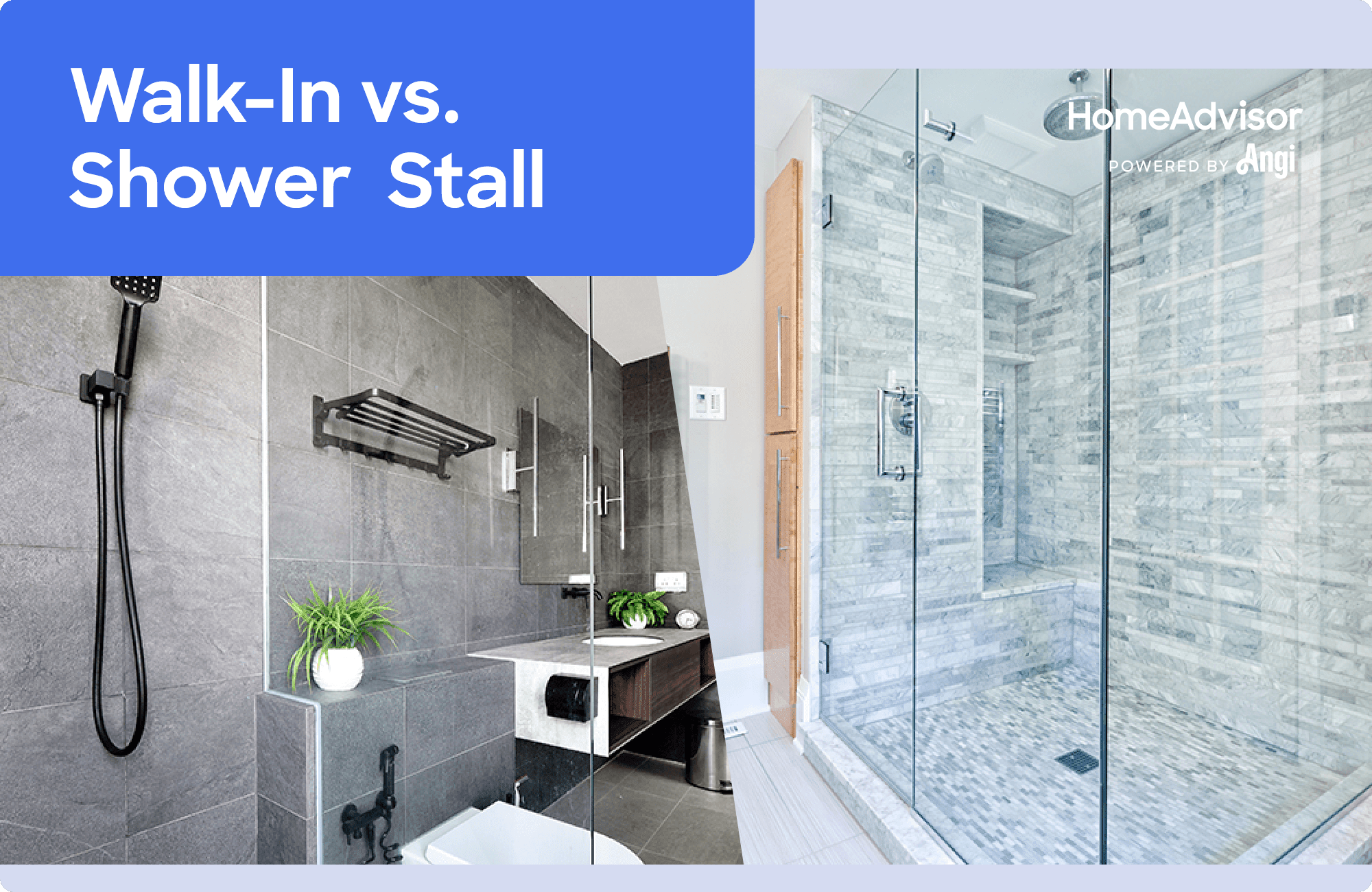 Walk-in shower versus shower stall visual comparison